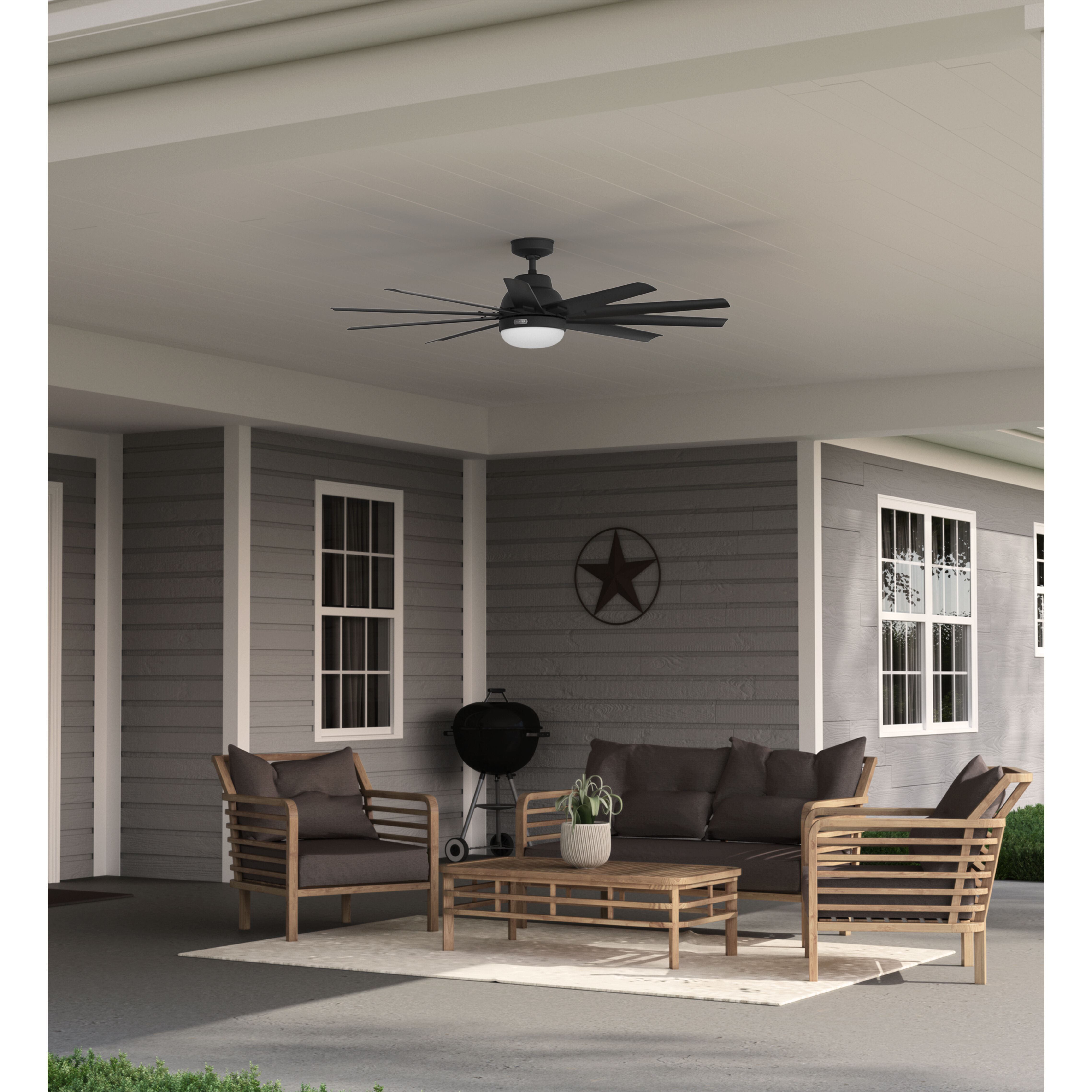 Overton 60 inch Matte Black Outdoor Ceiling Fan