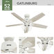 Gatlinburg 52 inch Matte White with Light Oak/Fresh White Blades Ceiling Fan