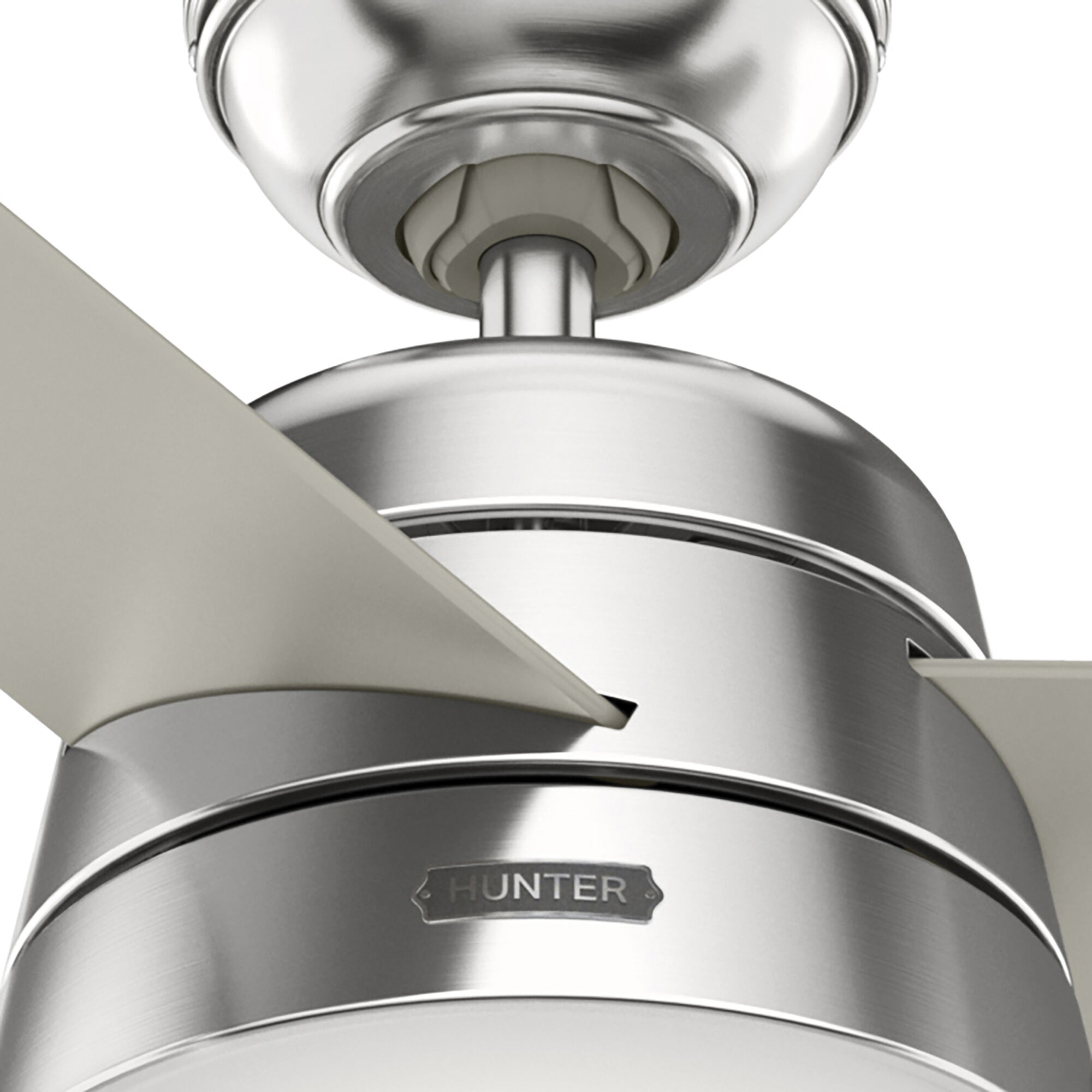 Aker 52 inch Brushed Nickel with Matte Nickel/Light Grey Oak Blades Ceiling Fan