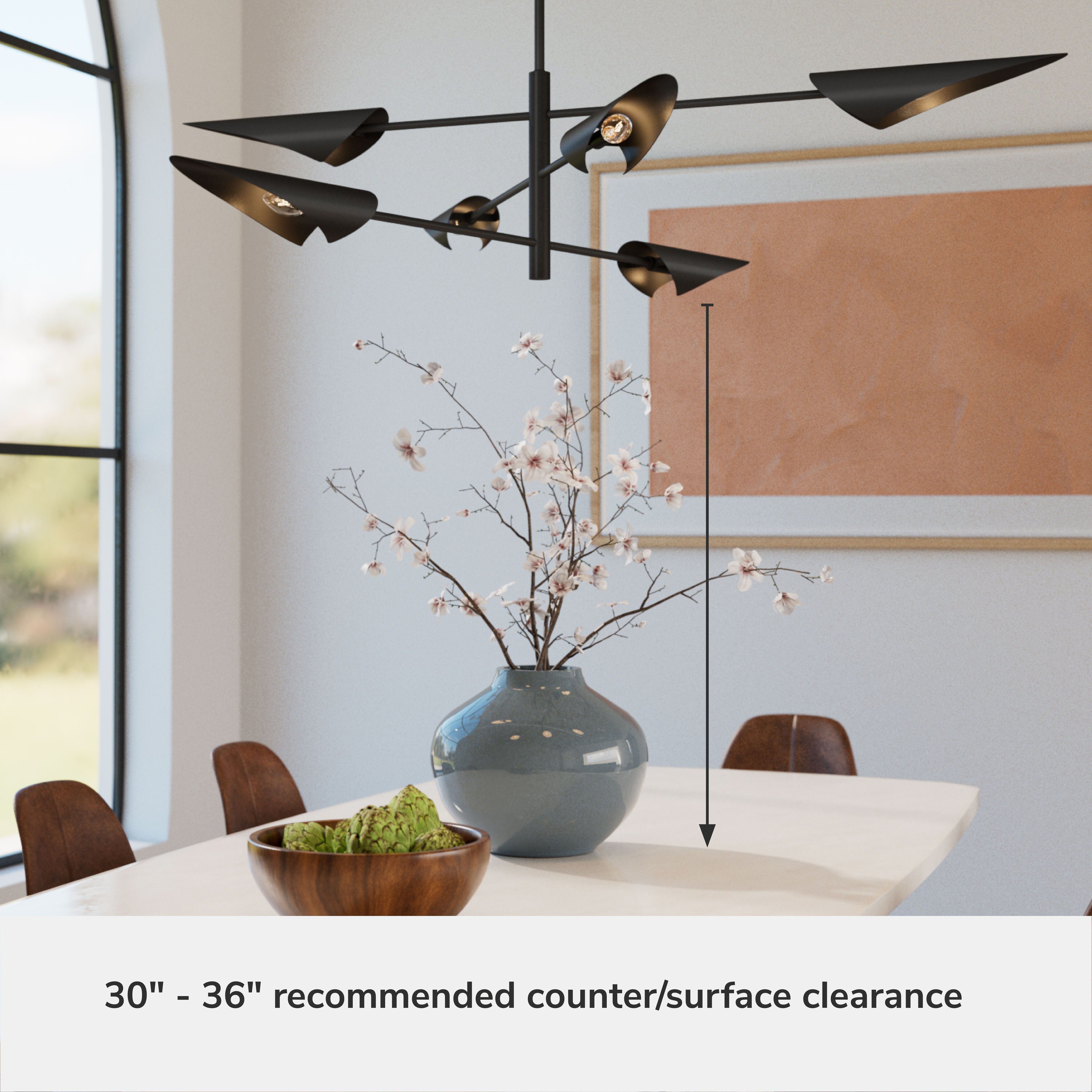 Merian 6 Light 48 inch Matte Black Chandelier Ceiling Light, Large