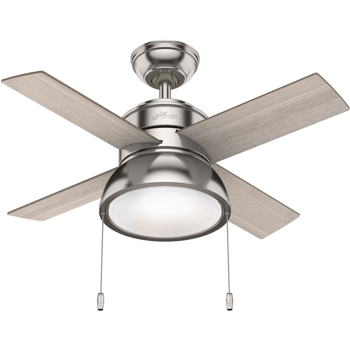 Loki 36 inch Brushed Nickel with Light Gray Oak/Warm Grey Oak Blades Ceiling Fan