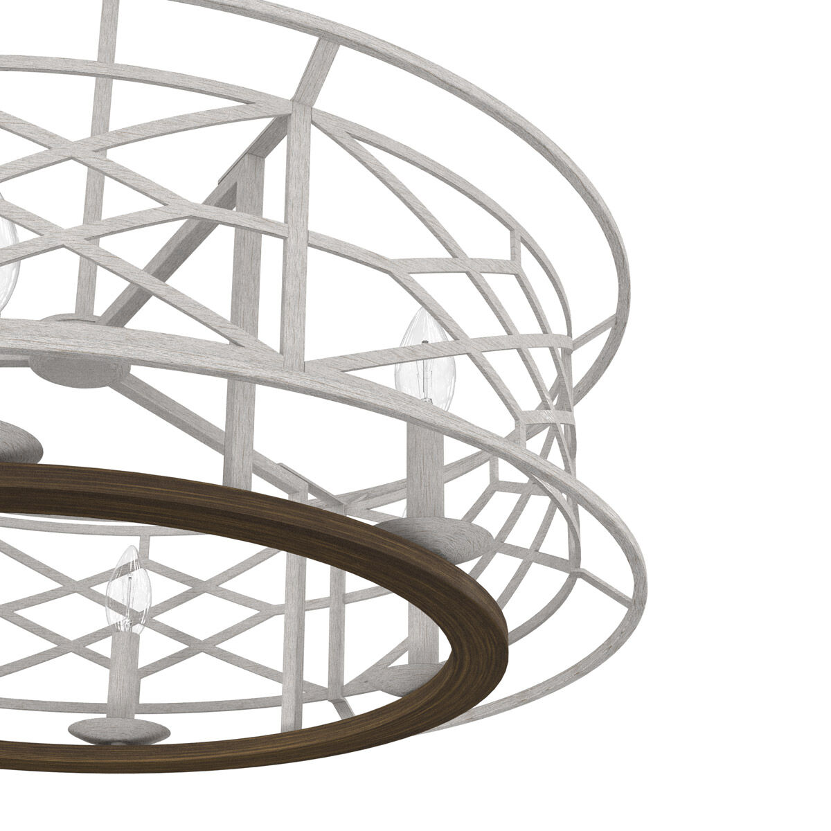 Langwood 6 Light 30 inch Distressed White and Chestnut Chandelier Ceiling Light