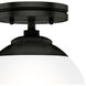 Hepburn 1 Light 8 inch Matte Black Semi-Flush Mount Ceiling Light, Small