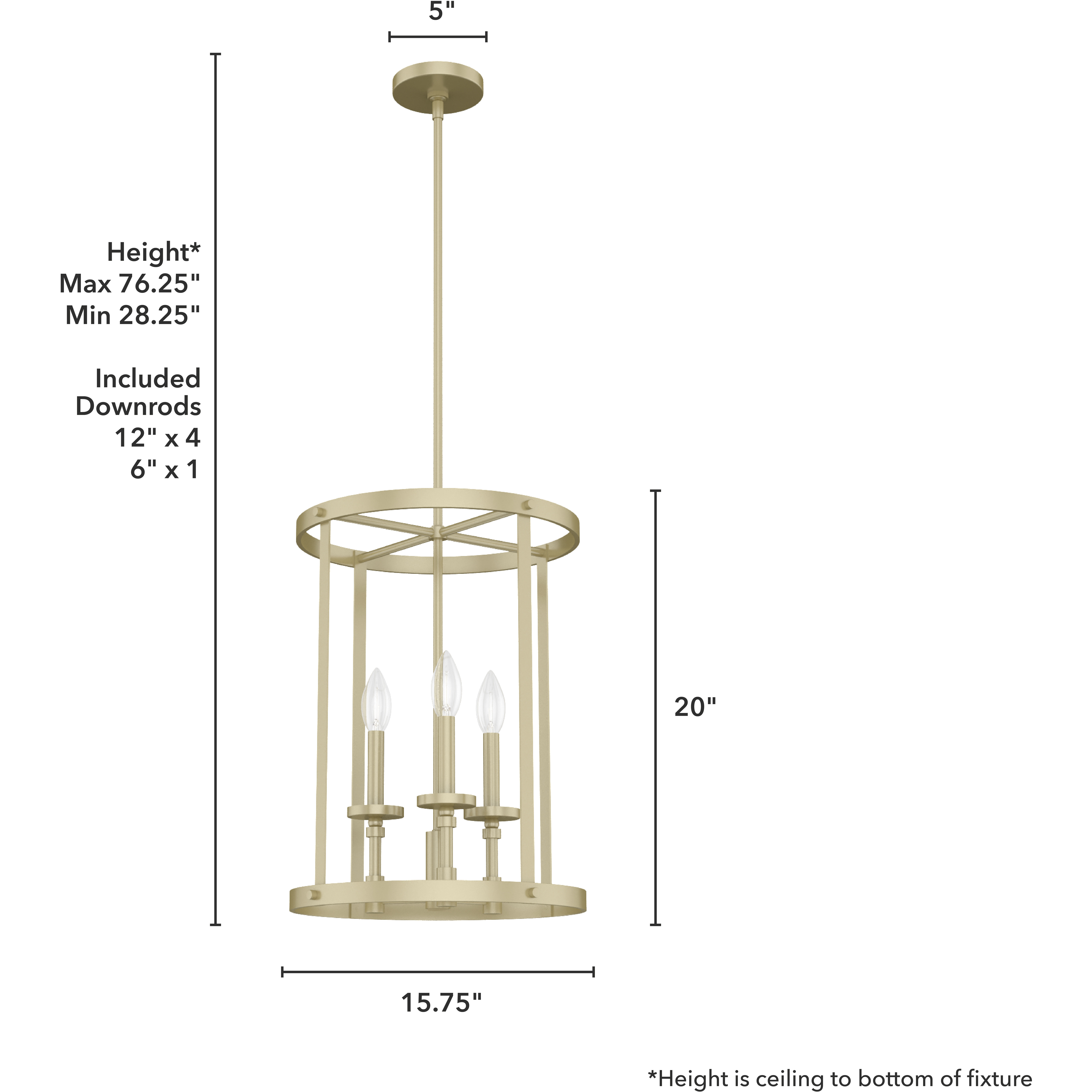 Briargrove 3 Light 15 inch Modern Brass Foyer Pendant Ceiling Light