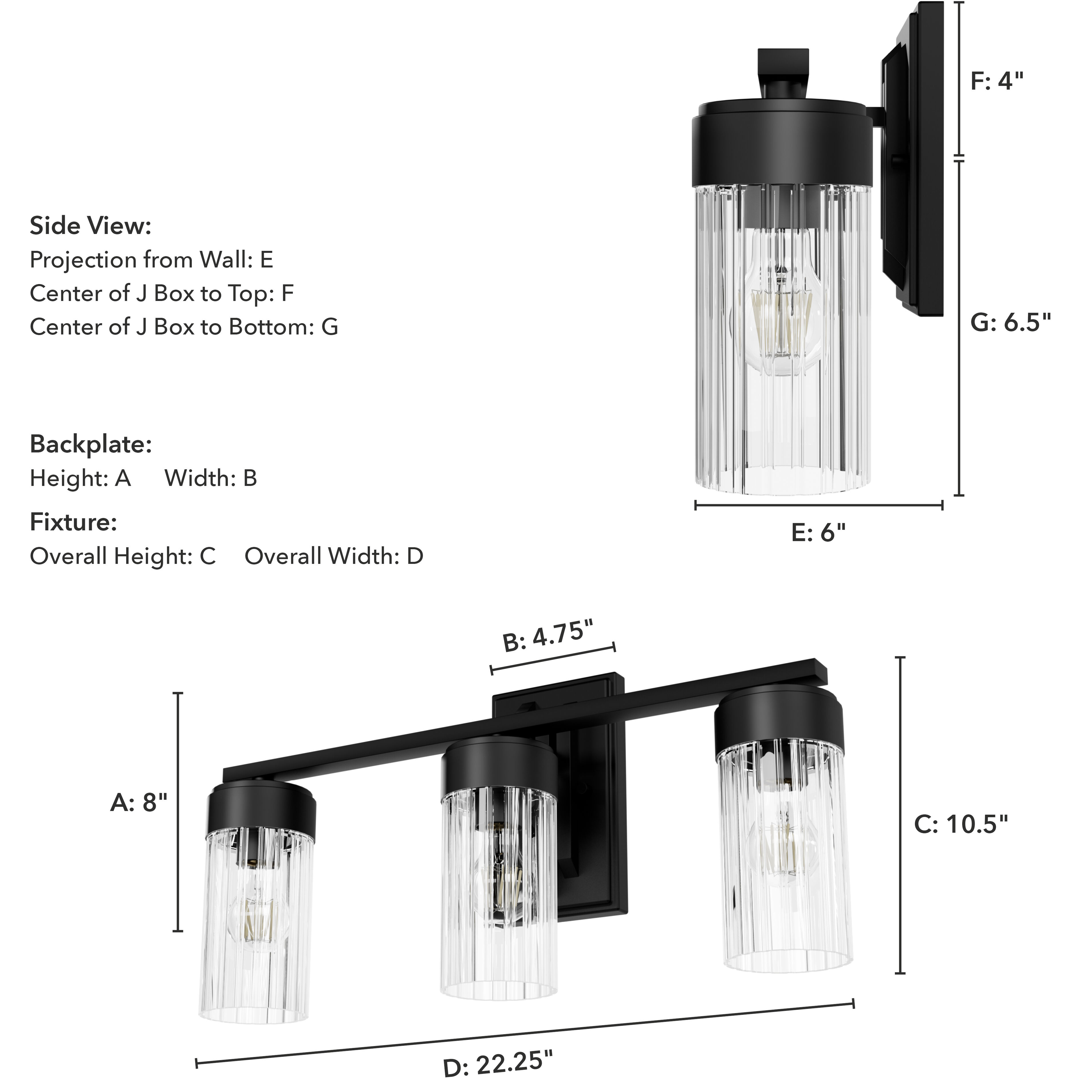 Gatz 3 Light 22.25 inch Matte Black Vanity Light Wall Light