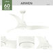 Arwen 60 inch Porcelain White Outdoor Ceiling Fan