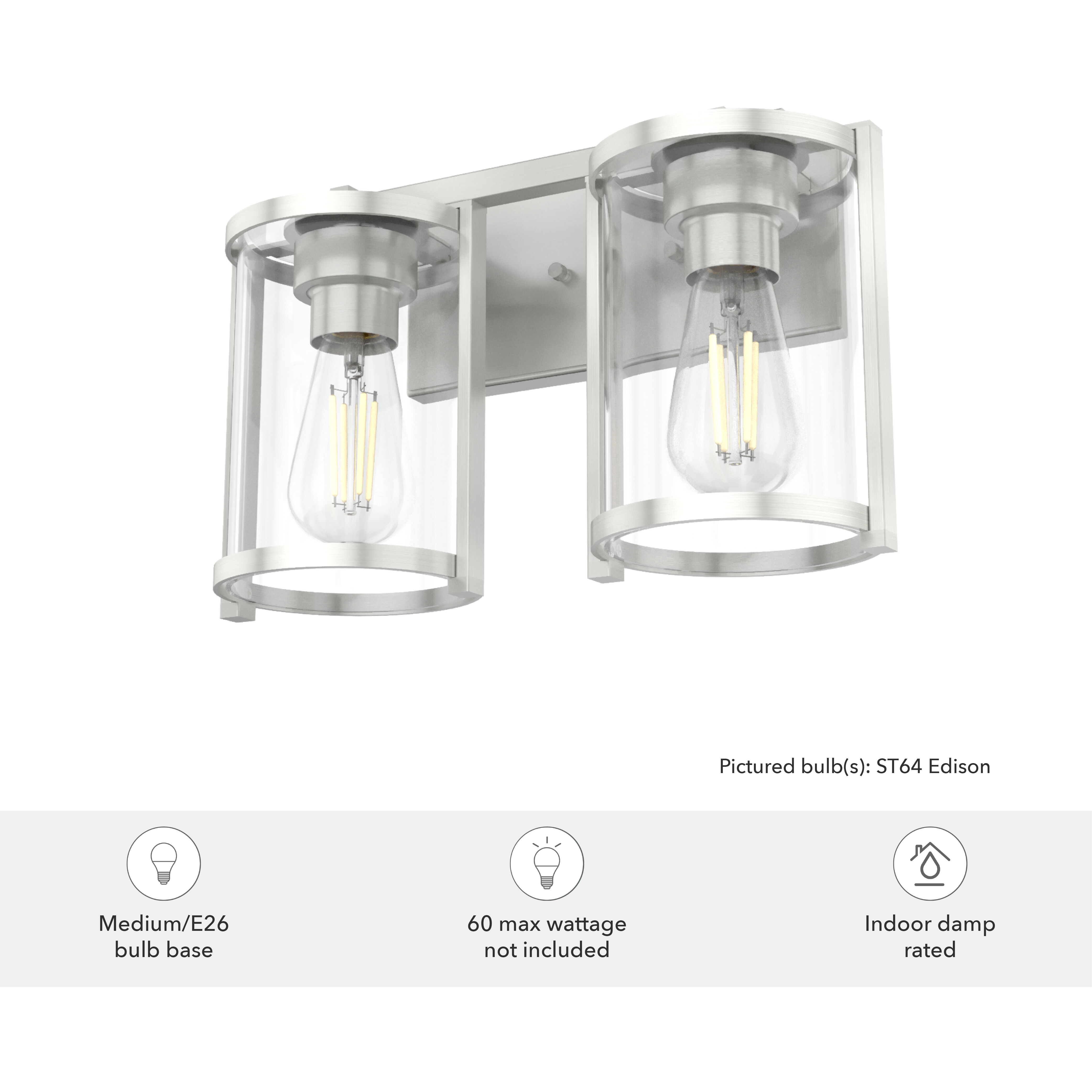 Astwood 2 Light 15.5 inch Brushed Nickel Vanity Light Wall Light