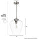 Vidria 1 Light 12 inch Brushed Nickel Pendant Ceiling Light, Medium