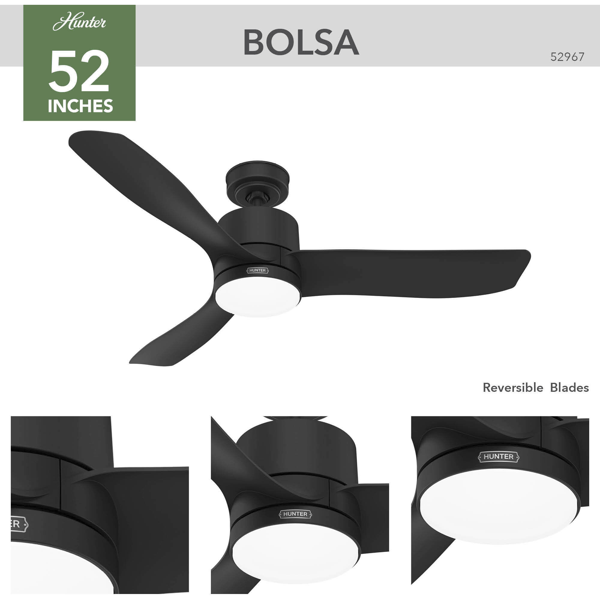 Bolsa 52 inch Matte Black Ceiling Fan