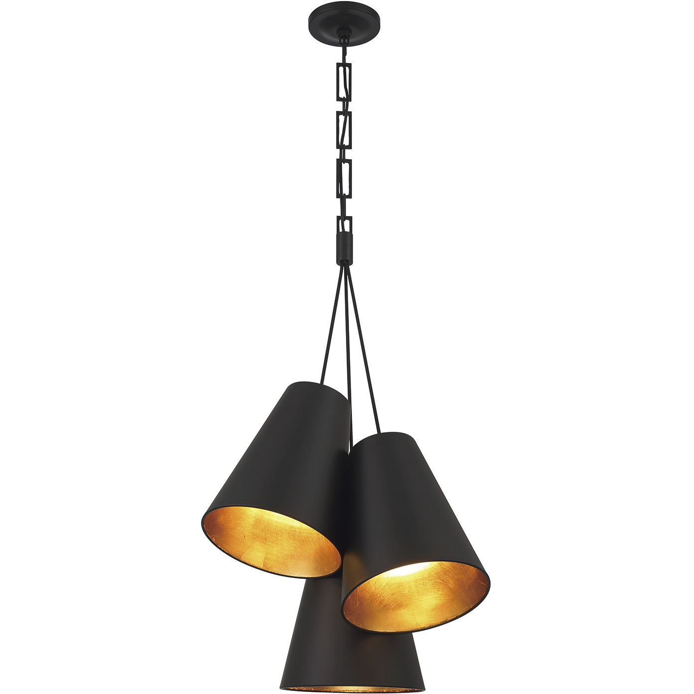 Alston 3 Light 20 inch Matte Black and Antique Gold Pendant Ceiling Light