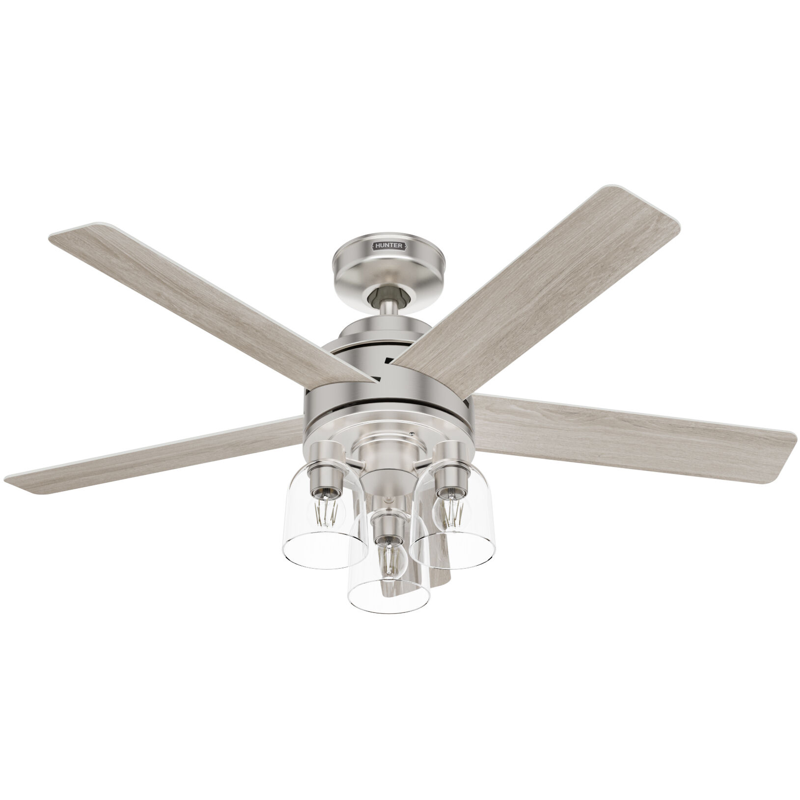 Lochemeade 52 inch Brushed Nickel with Light Gray Oak Blades Ceiling Fan