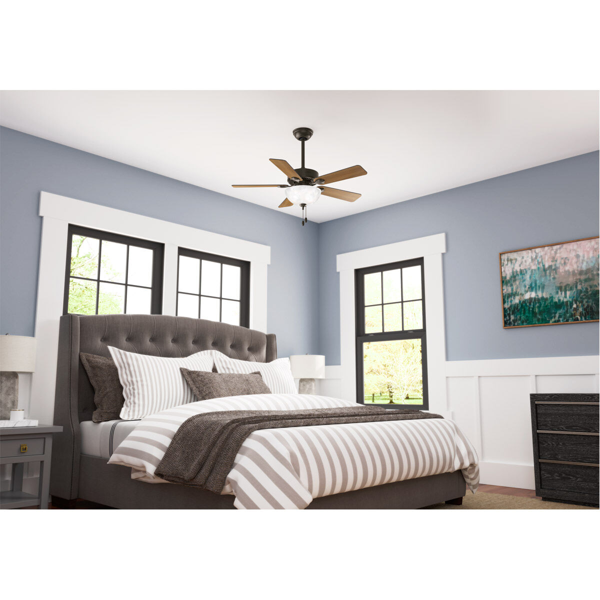Swanson 44 inch New Bronze with American Walnut/Greyed Walnut Blades Ceiling Fan
