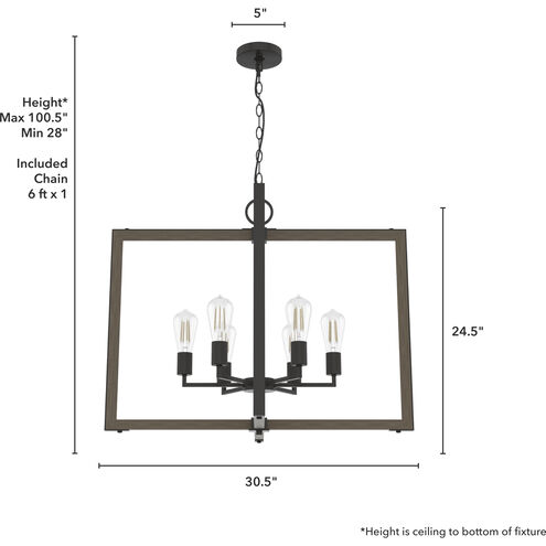 Woodburn 6 Light 30.5 inch Noble Bronze Pendant Ceiling Light