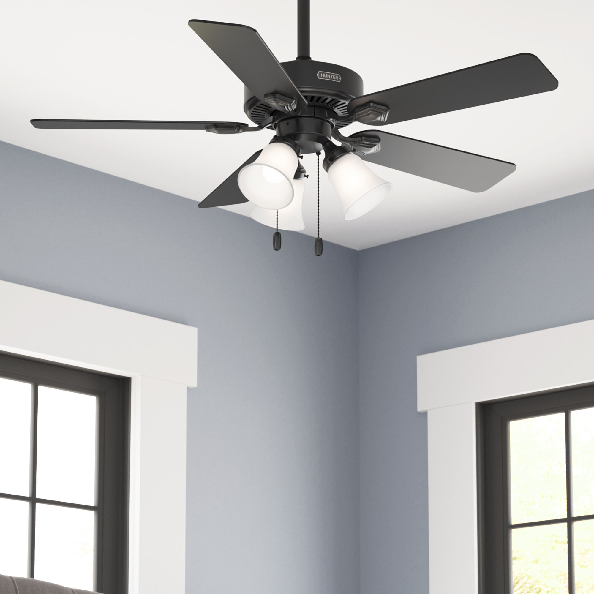 Swanson 44 inch Matte Black with Matte Black/Light Gray Oak Blades Ceiling Fan