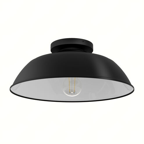 Mill Valley 1 Light 14 inch Matte Black and White Outdoor Flush Mount, Medium