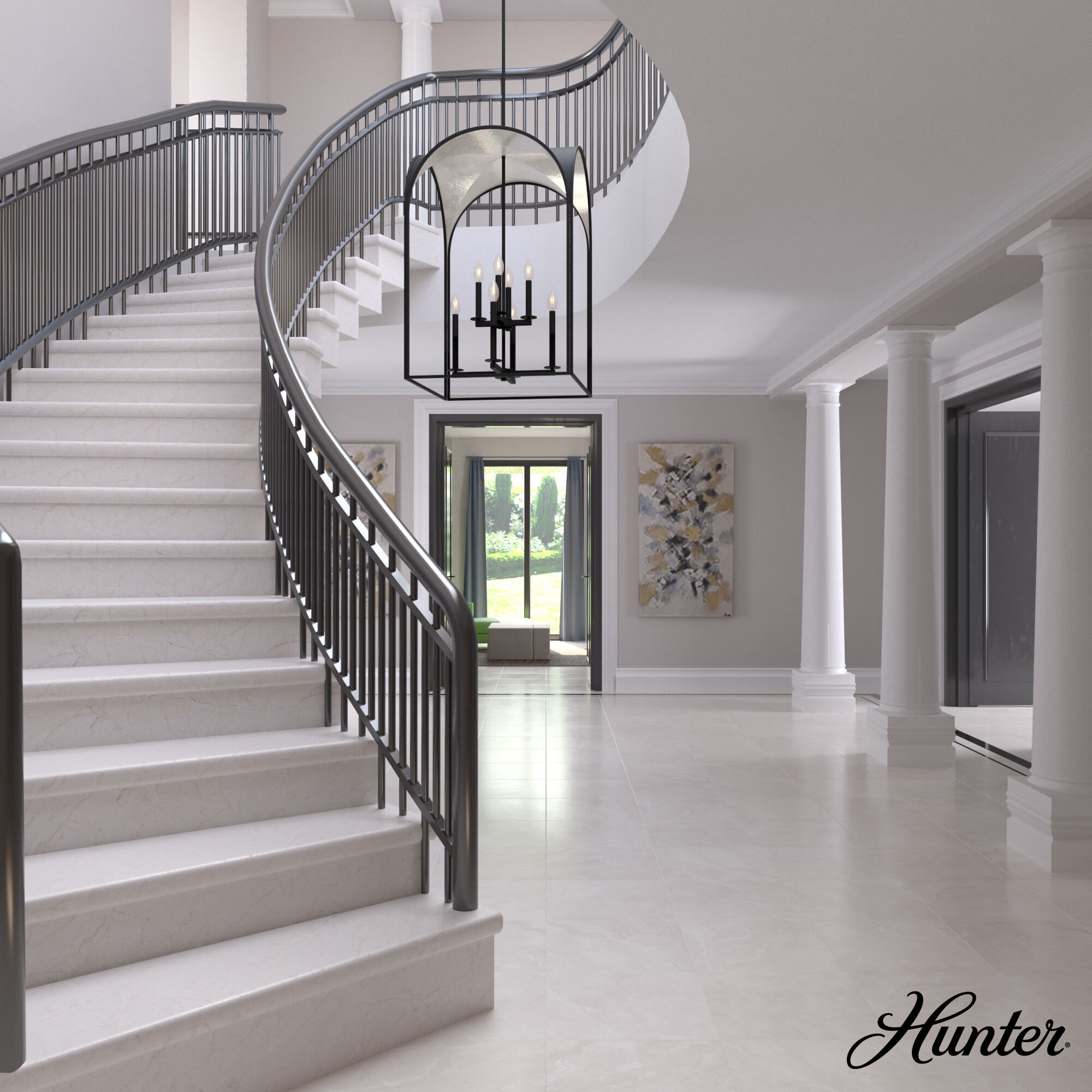 Dukestown 8 Light 23 inch Natural Iron Pendant Ceiling Light