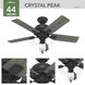 Crystal Peak 44 inch Matte Black with Dark Gray Oak/Greyed Walnut Blades Ceiling Fan