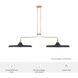 Moriso 2 Light 57 inch Matte Black and Modern Brass Linear Chandelier Ceiling Light, Large