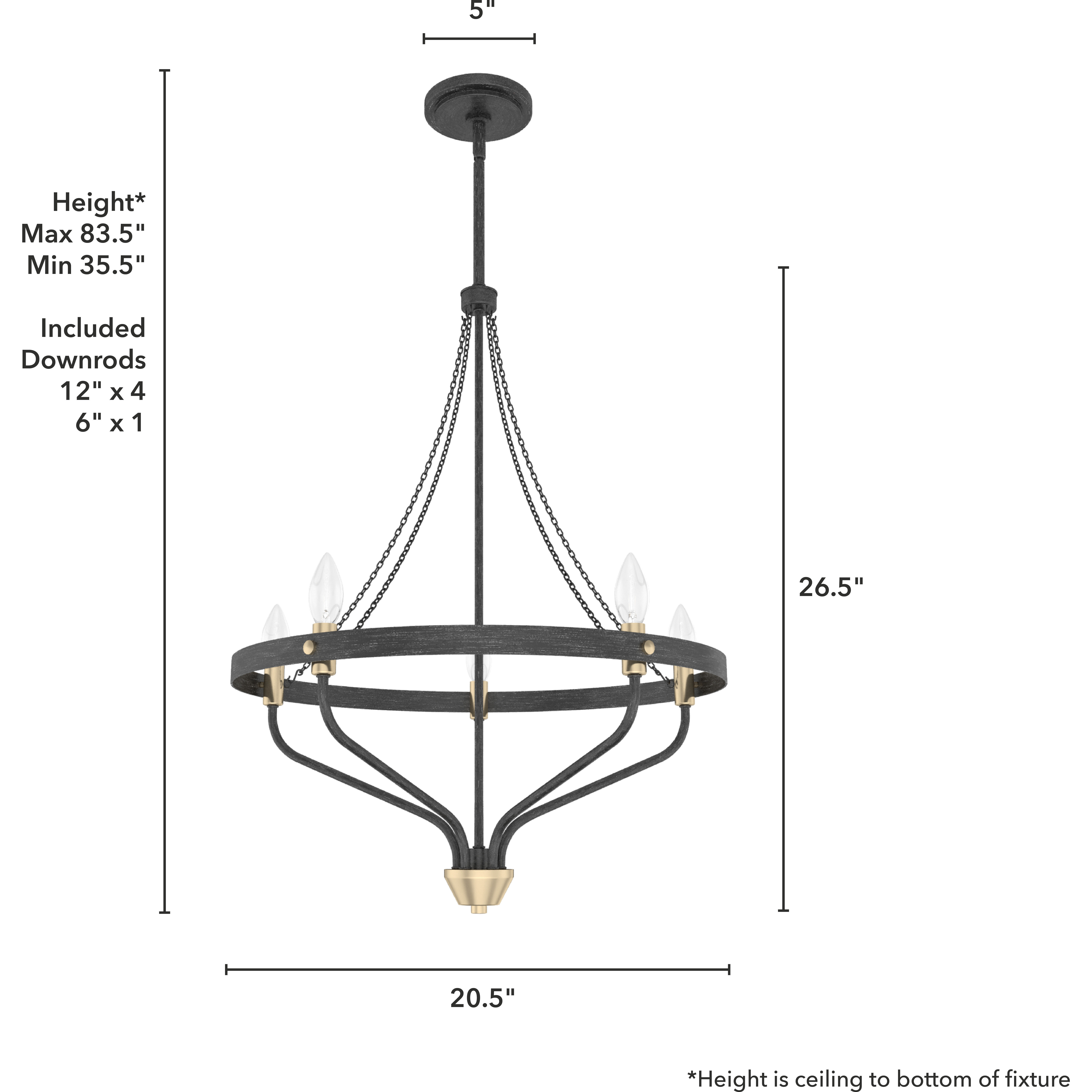 Merlin 5 Light 20 inch Noble Bronze Chandelier Ceiling Light