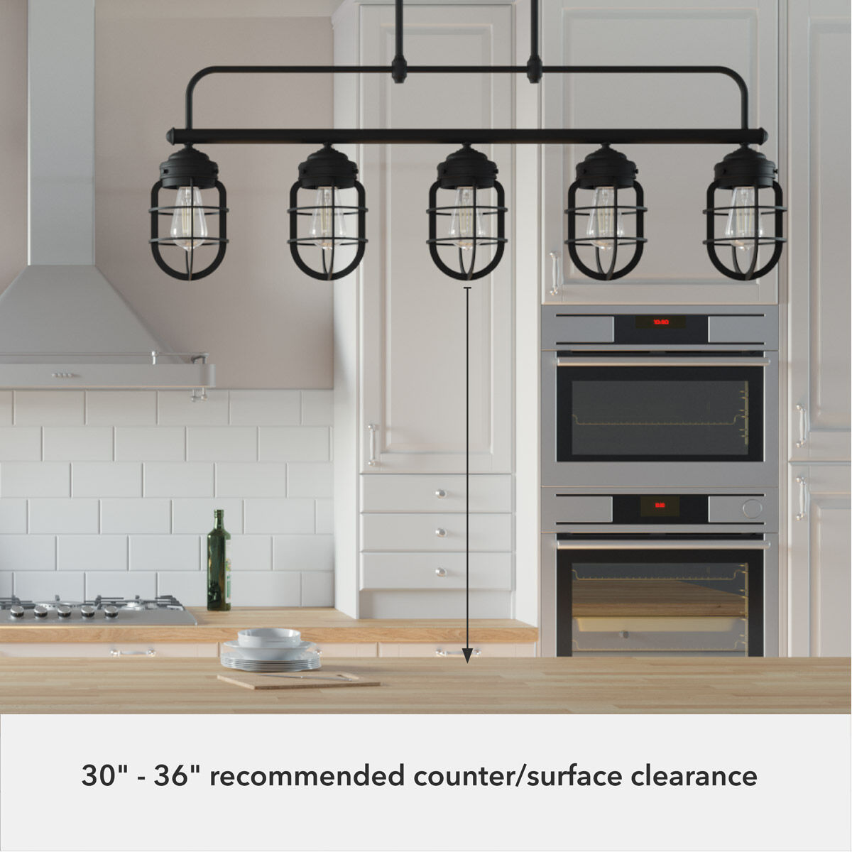 Starklake 5 Light 41 inch Natural Iron Linear Chandelier Ceiling Light