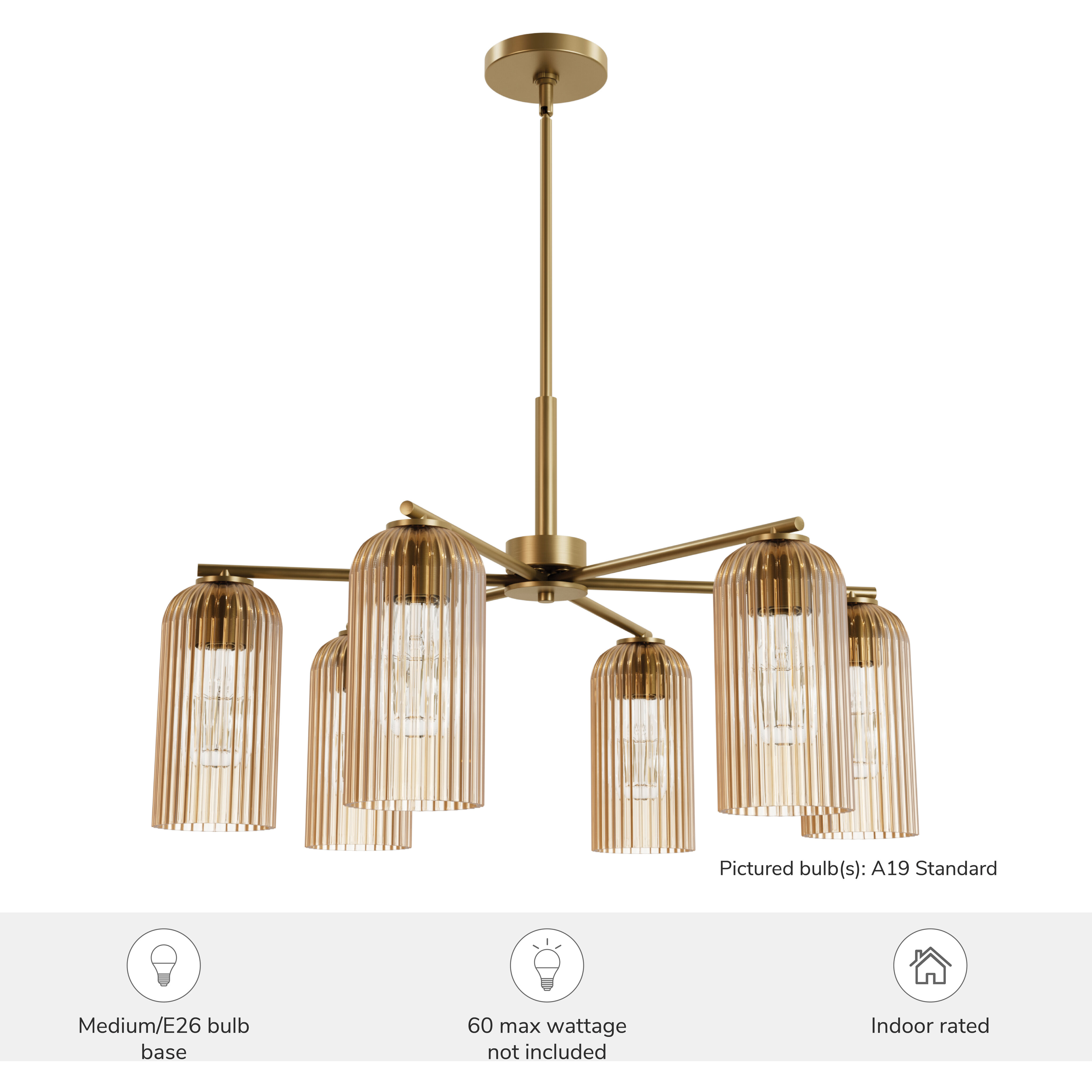 Beverly Glen 6 Light 30.8 inch Luxe Gold Chandelier Ceiling Light, Large