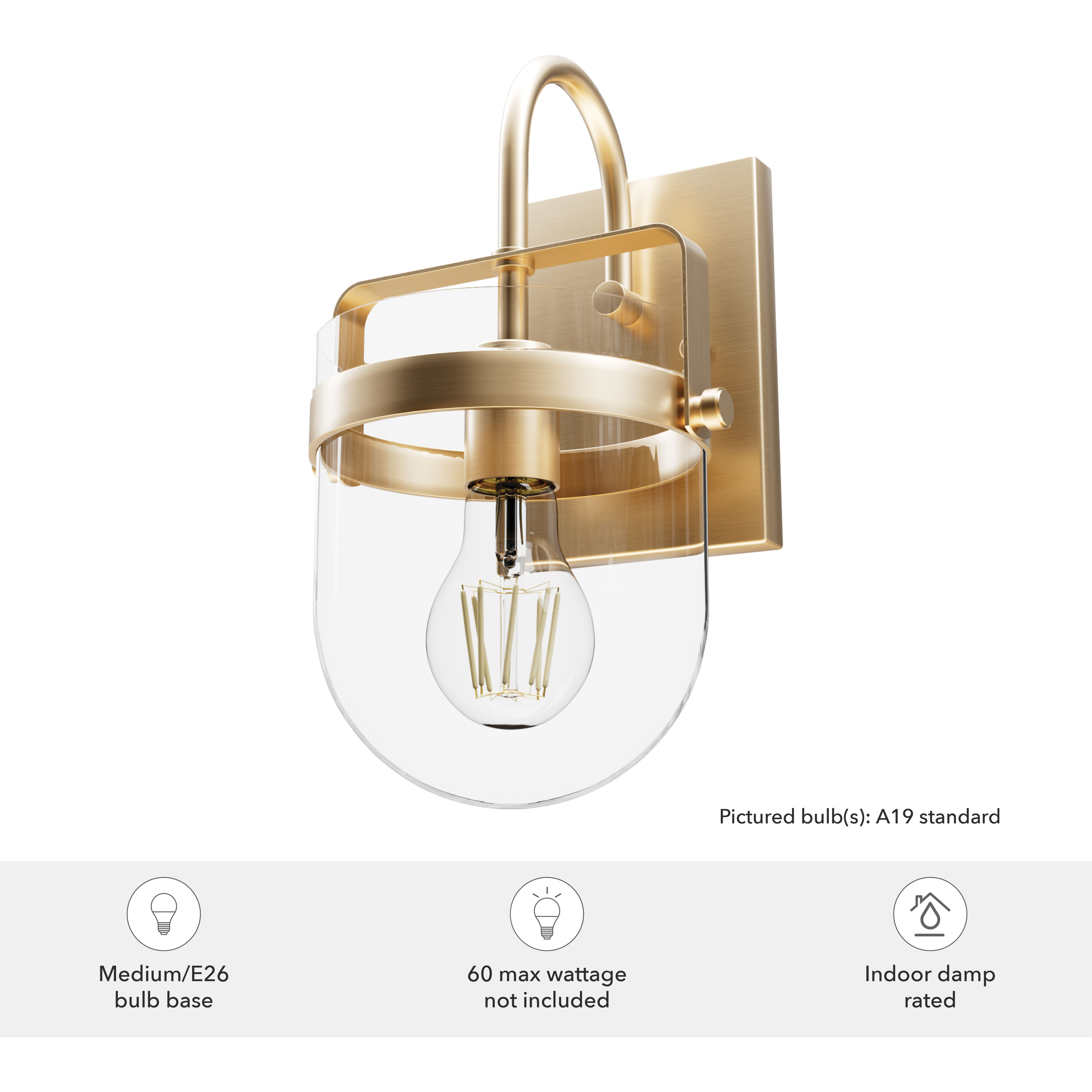 Karloff 1 Light 7.5 inch Alturas Gold Wall Sconce Wall Light