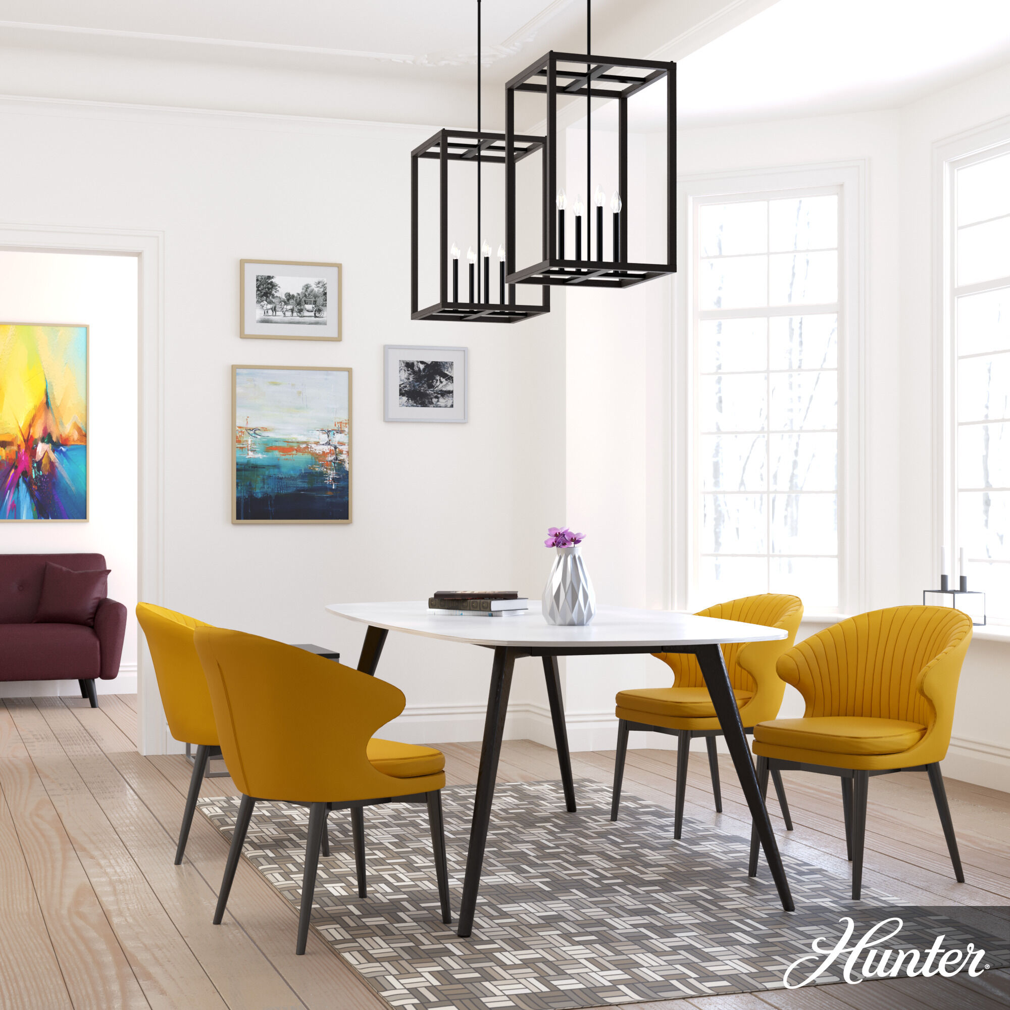 Squire Manor 4 Light 18 inch Matte Black Pendant Ceiling Light