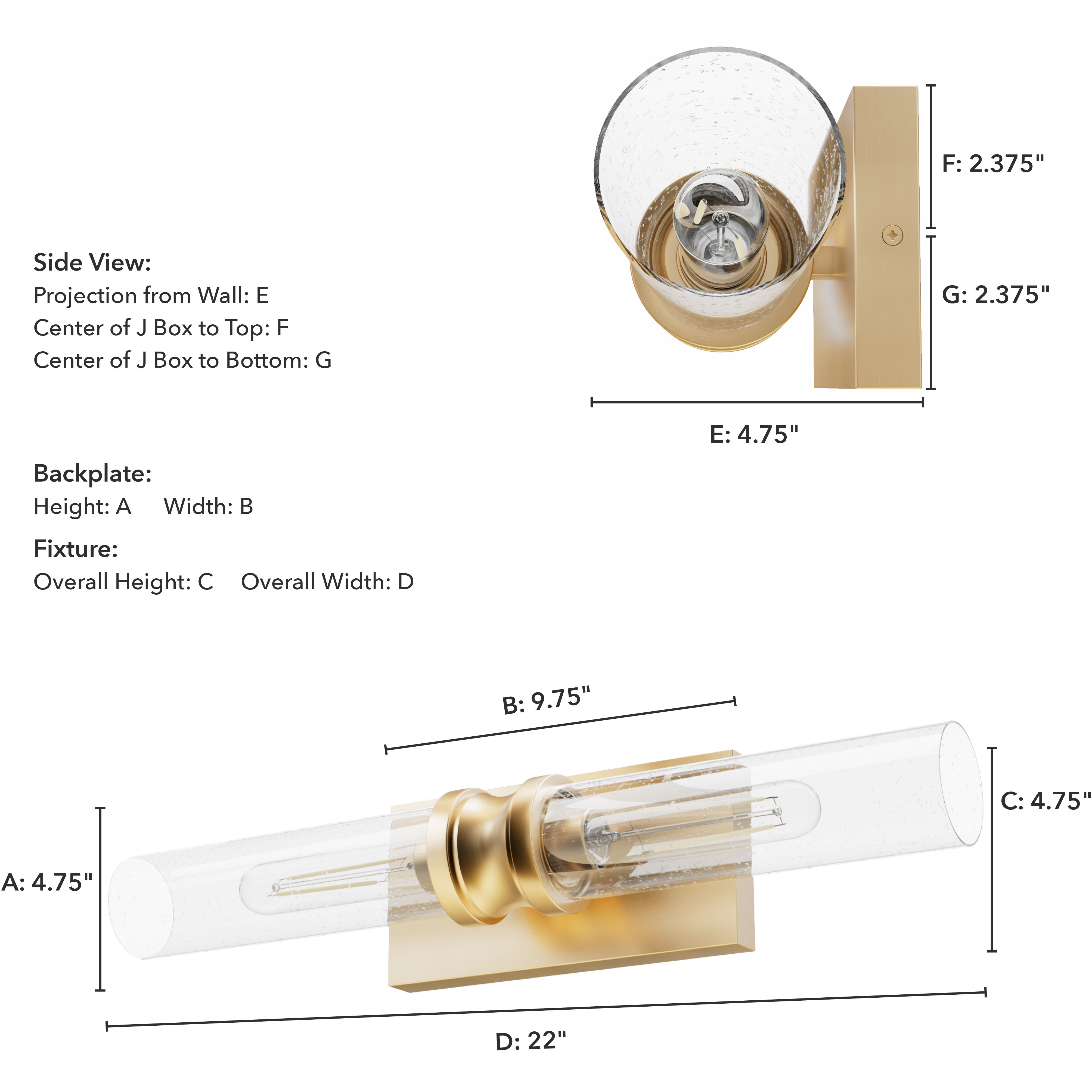 Lenlock 2 Light 22 inch Alturas Gold Vanity Light Wall Light