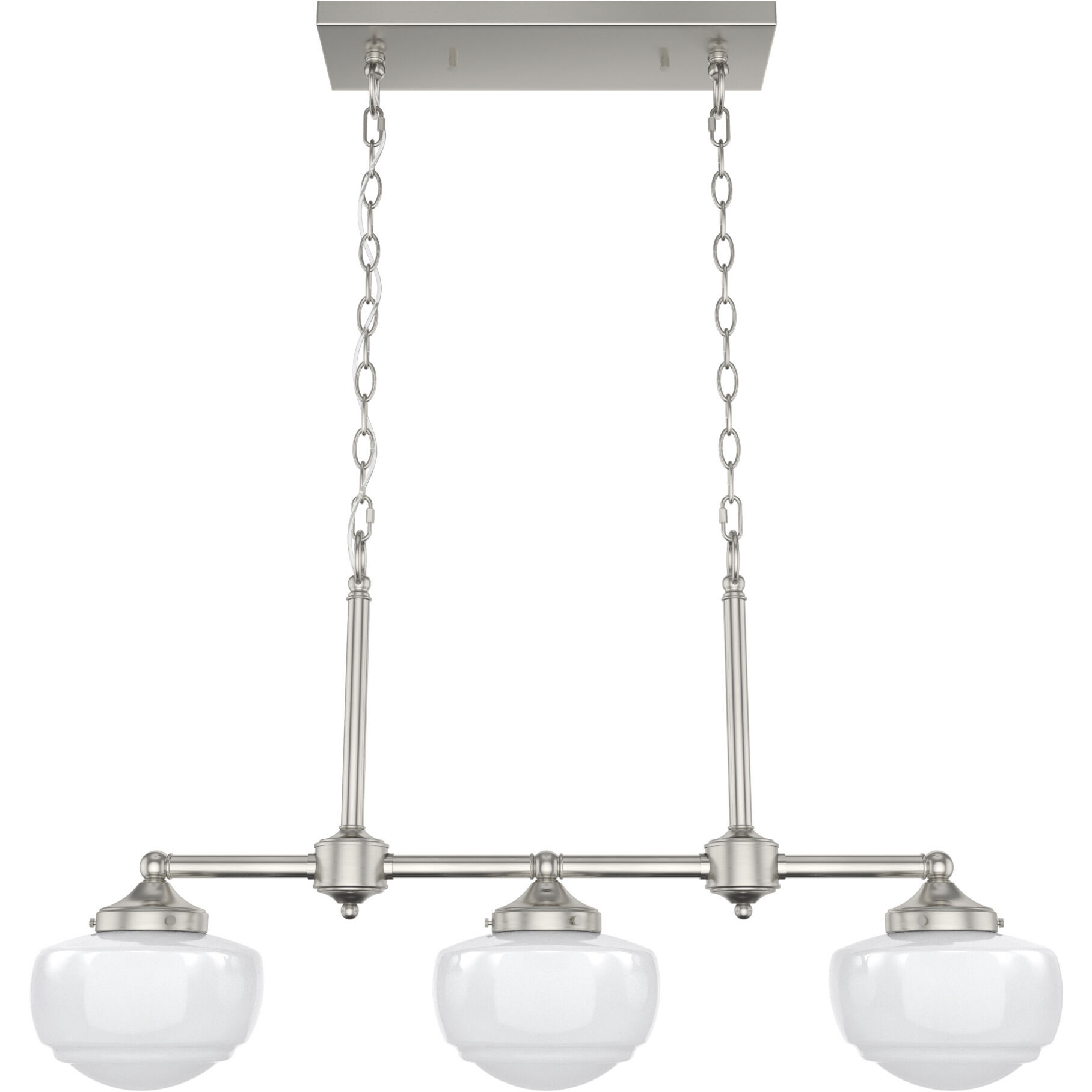 Saddle Creek 3 Light 33 inch Brushed Nickel Linear Chandelier Ceiling Light