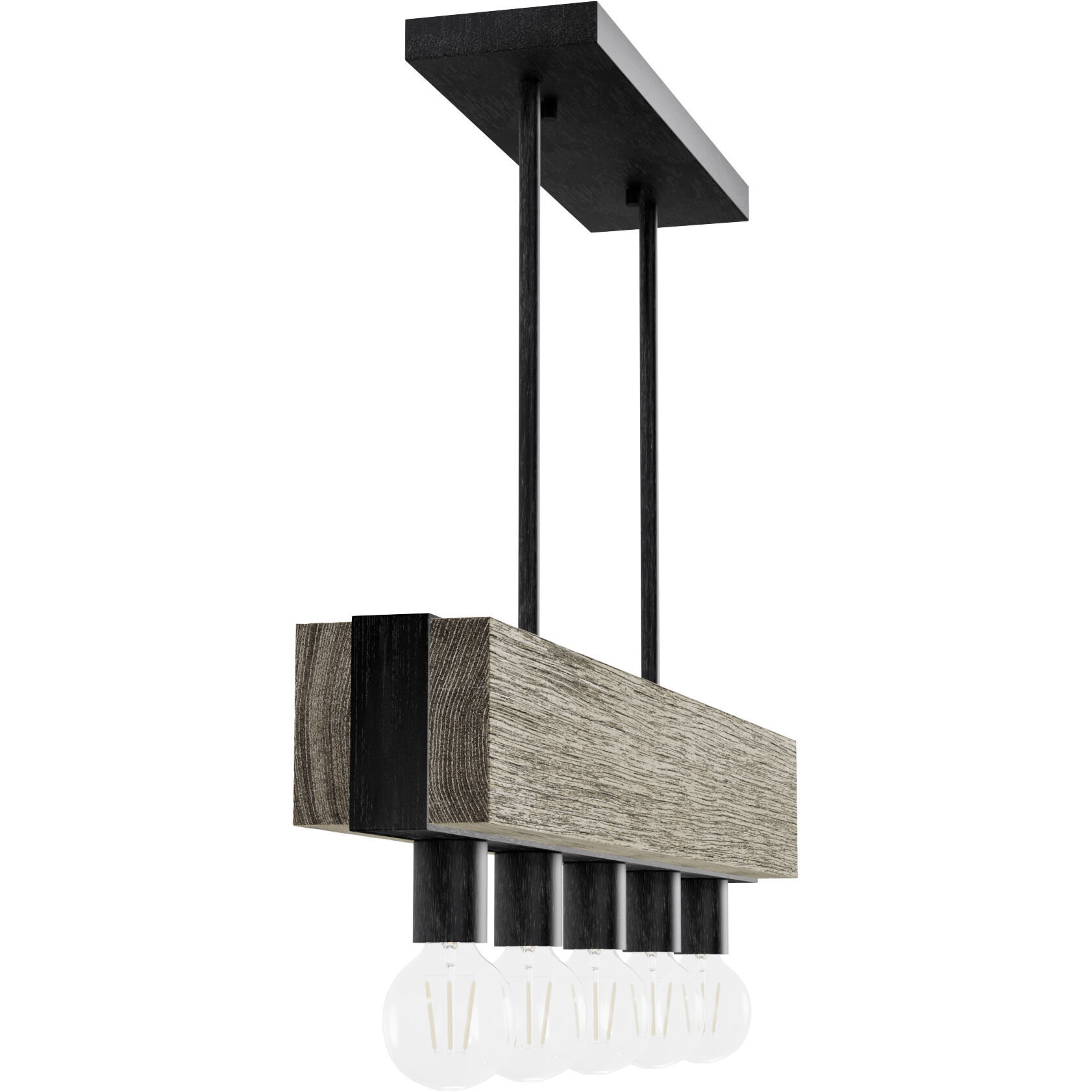 Donelson 5 Light 30 inch Rustic Iron and Barnwood Linear Chandelier Ceiling Light, Small