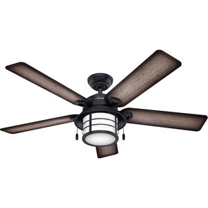 Key Biscayne 54 inch Weathered Zinc with Burnished Grey Pine/Grey Pine Blades Outdoor Ceiling Fan