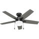 Anisten 44 inch Matte Black with Matte Black/Dark Gray Oak Blades Ceiling Fan