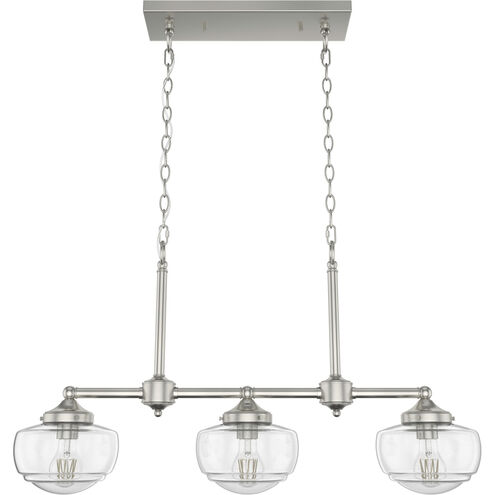 Saddle Creek 3 Light 33 inch Brushed Nickel Linear Chandelier Ceiling Light