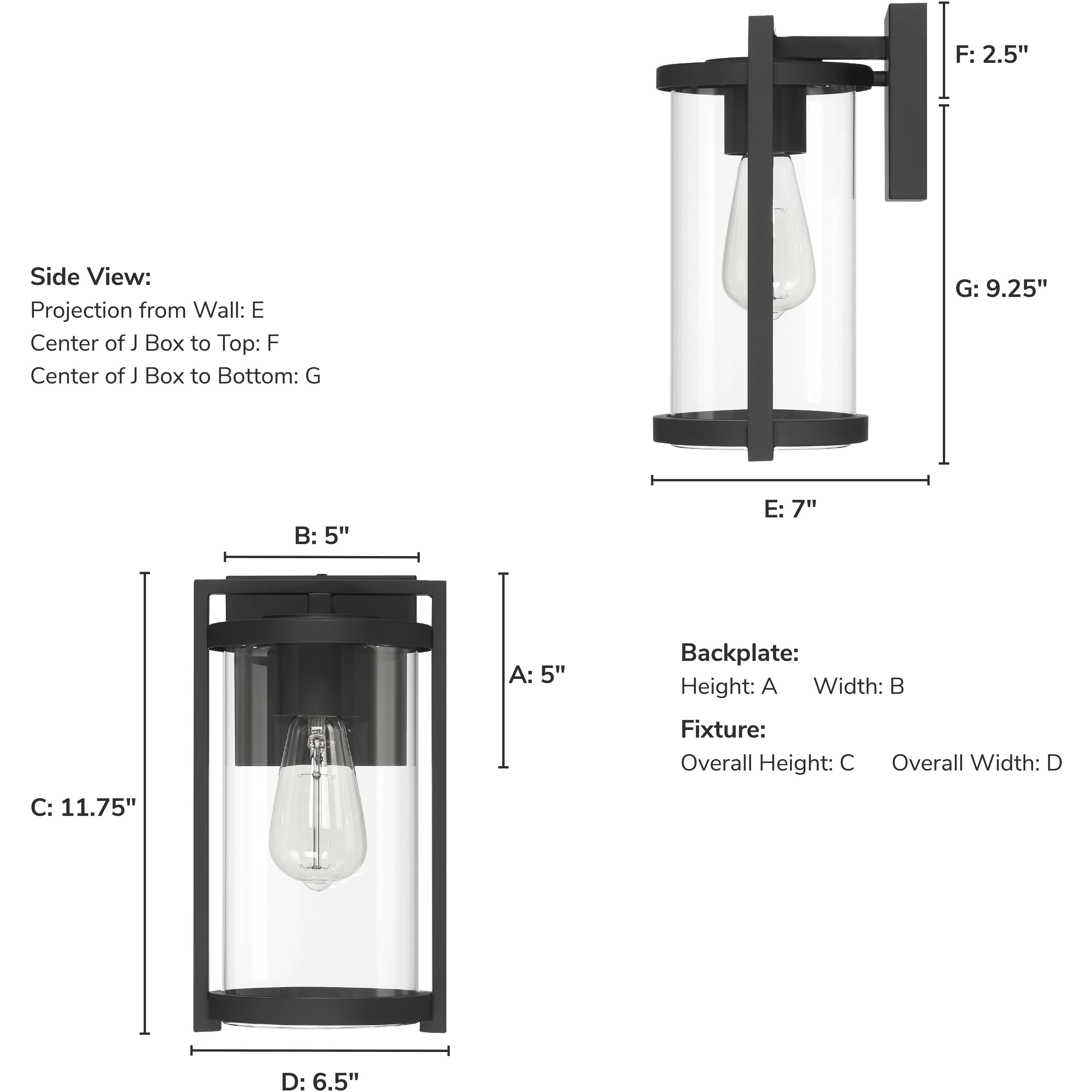 Astwood 1 Light 11.75 inch Matte Black Outdoor Wall Light, Small