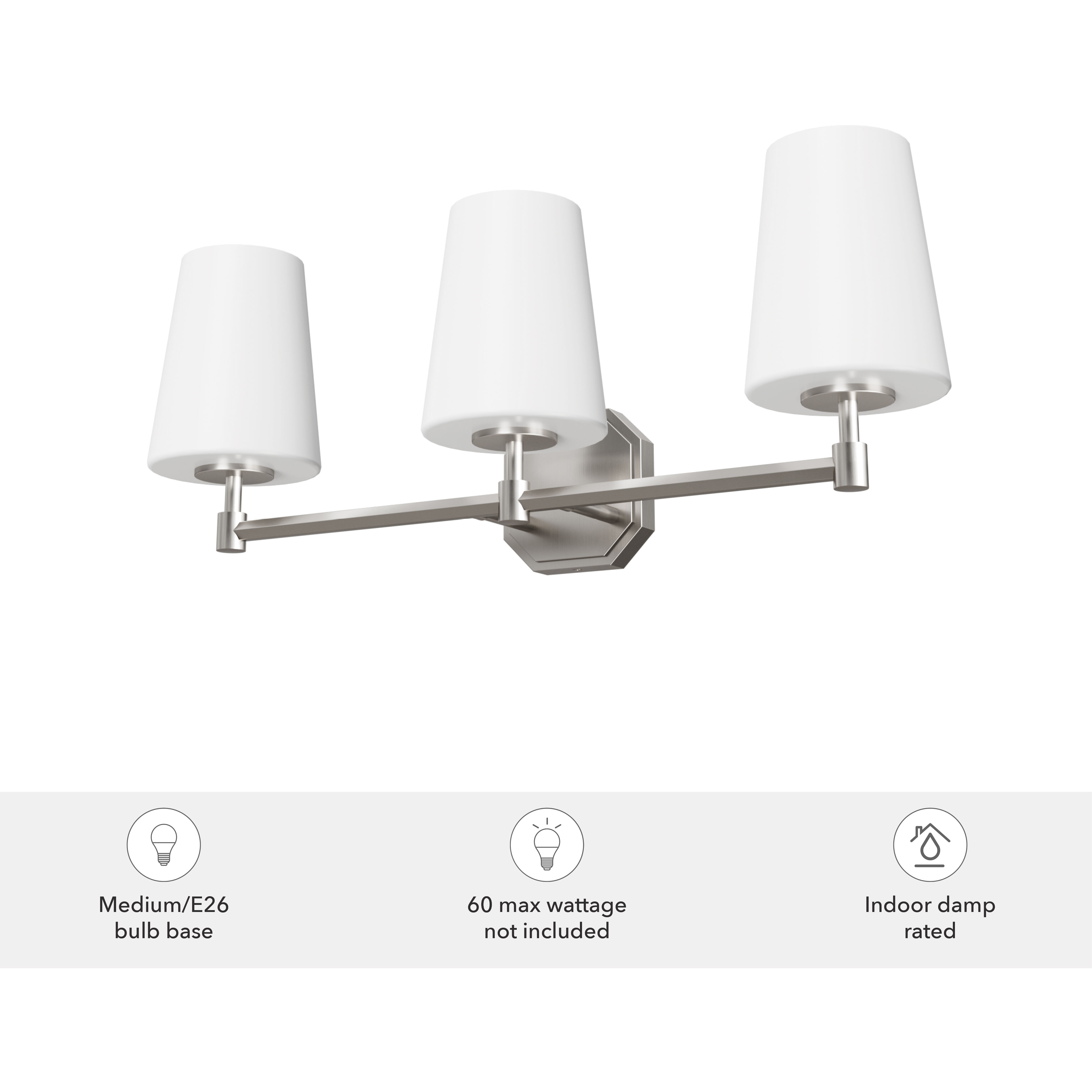 Nolita 3 Light 24.5 inch Brushed Nickel Vanity Light Wall Light