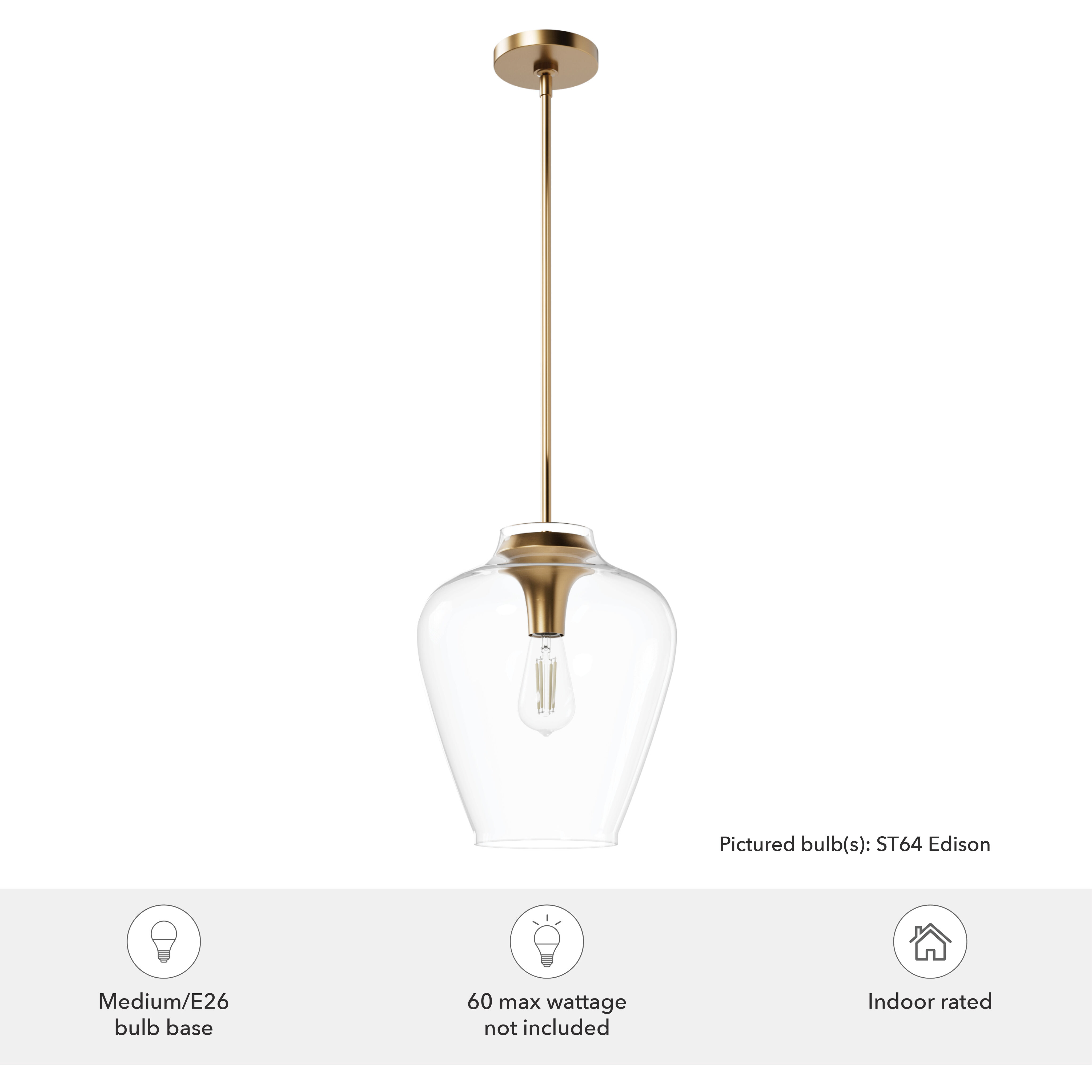 Vidria 1 Light 12 inch Alturas Gold Pendant Ceiling Light