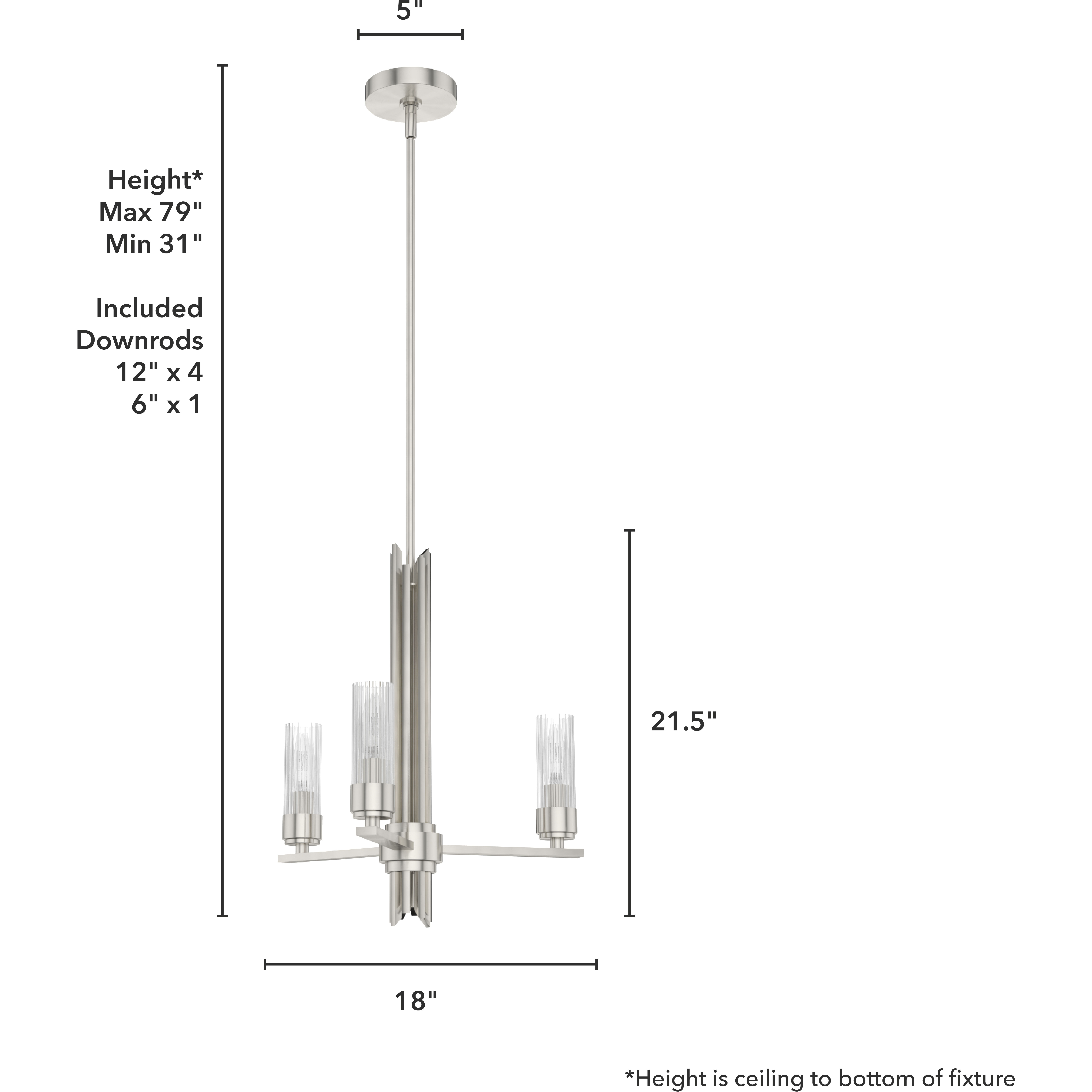 Gatz 3 Light 18 inch Brushed Nickel Chandelier Ceiling Light