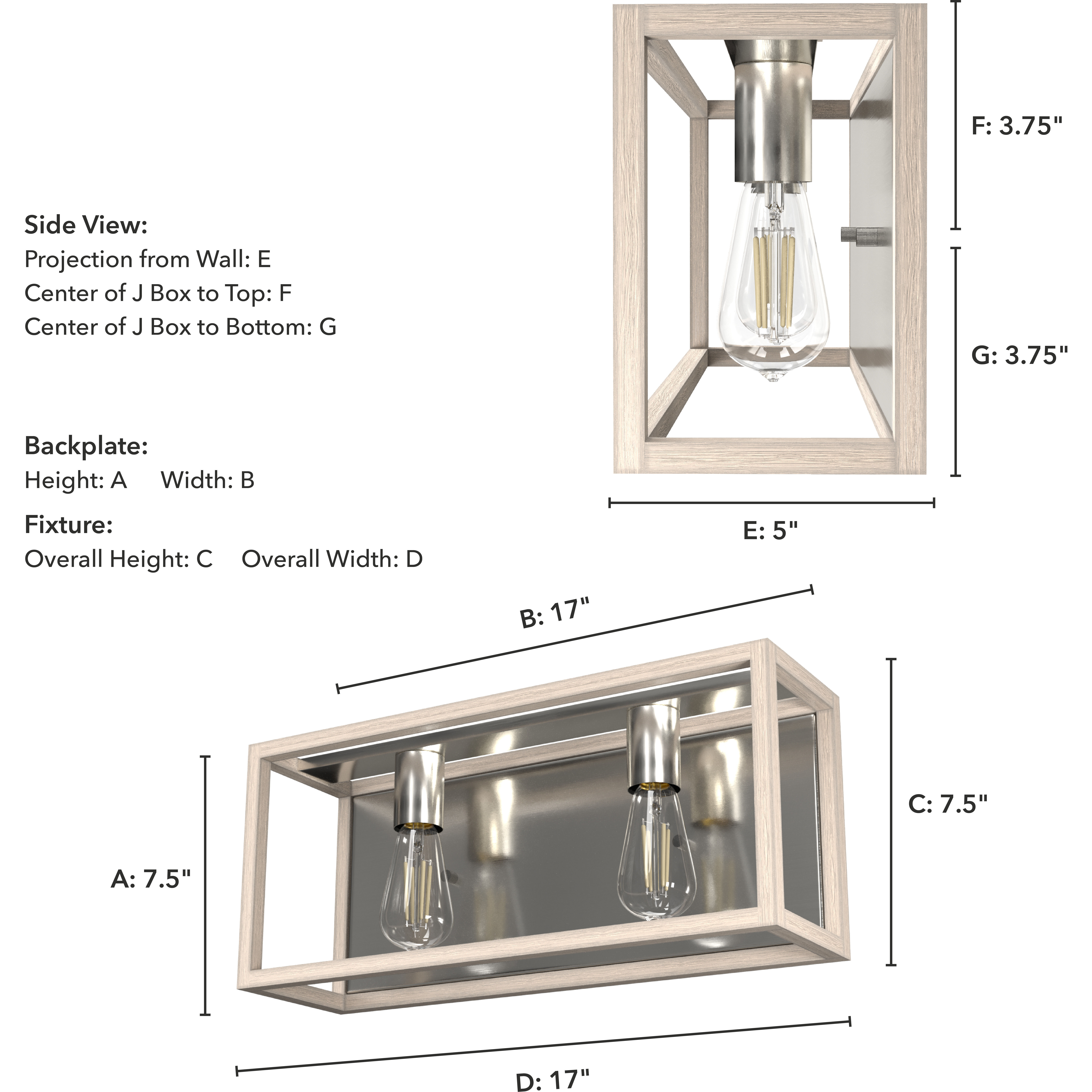 Squire Manor 2 Light 17 inch Brushed Nickel Vanity Light Wall Light