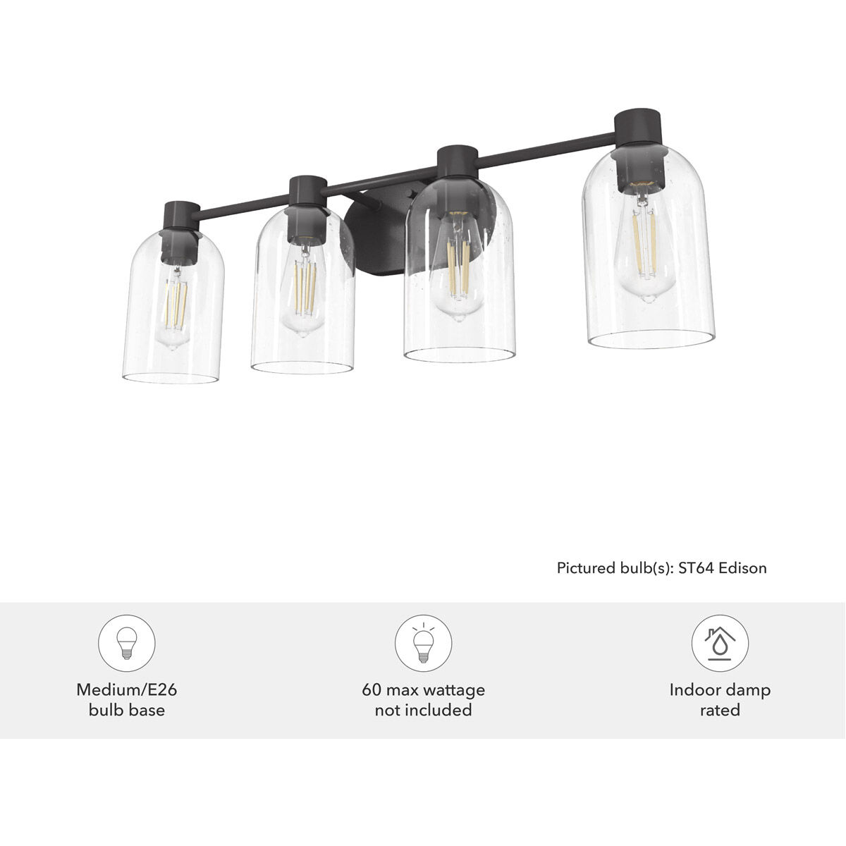 Lochemeade 4 Light 29 inch Noble Bronze Vanity Light Wall Light