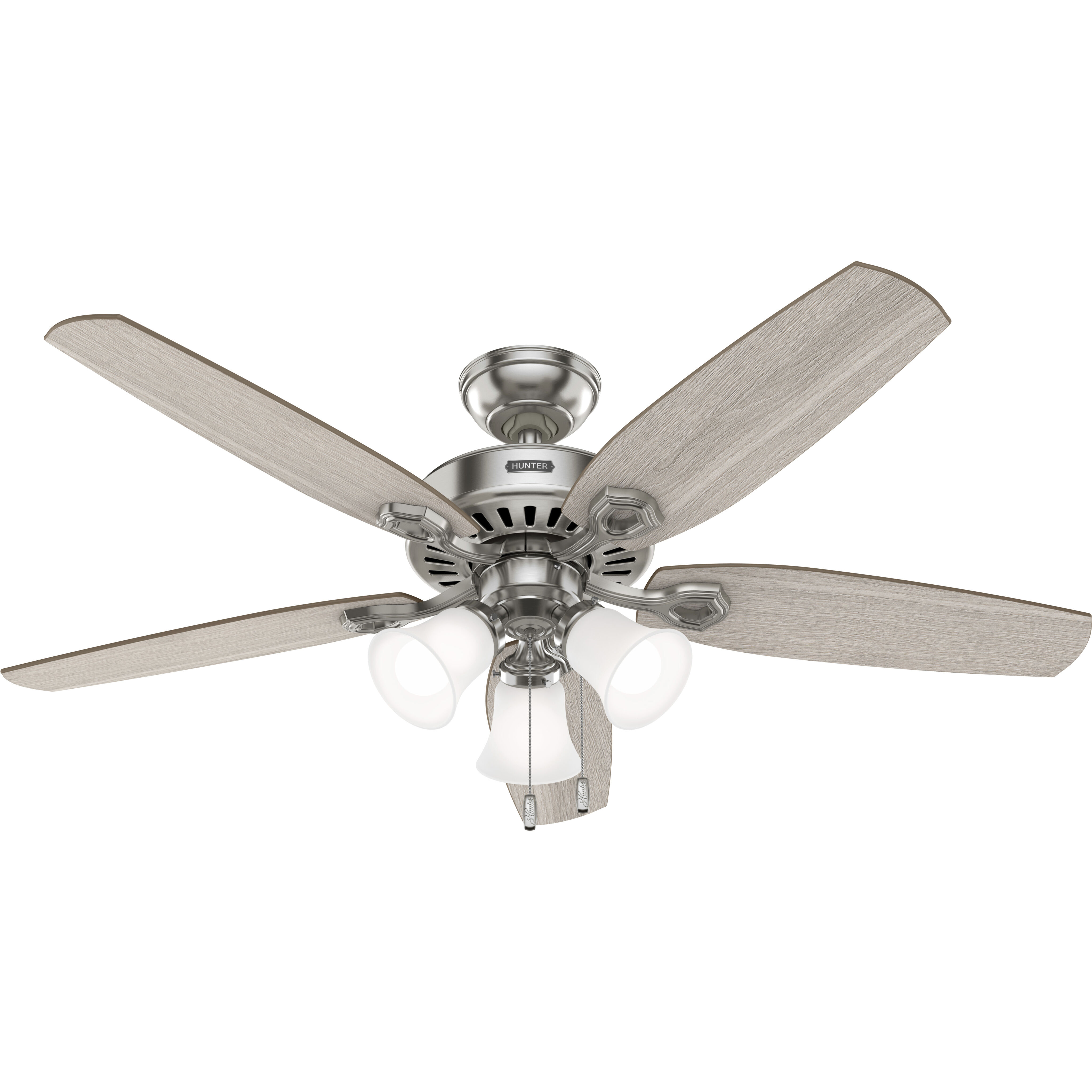 Builder 52 inch Brushed Nickel with Light Gray Oak/Warm Grey Oak Blades Ceiling Fan
