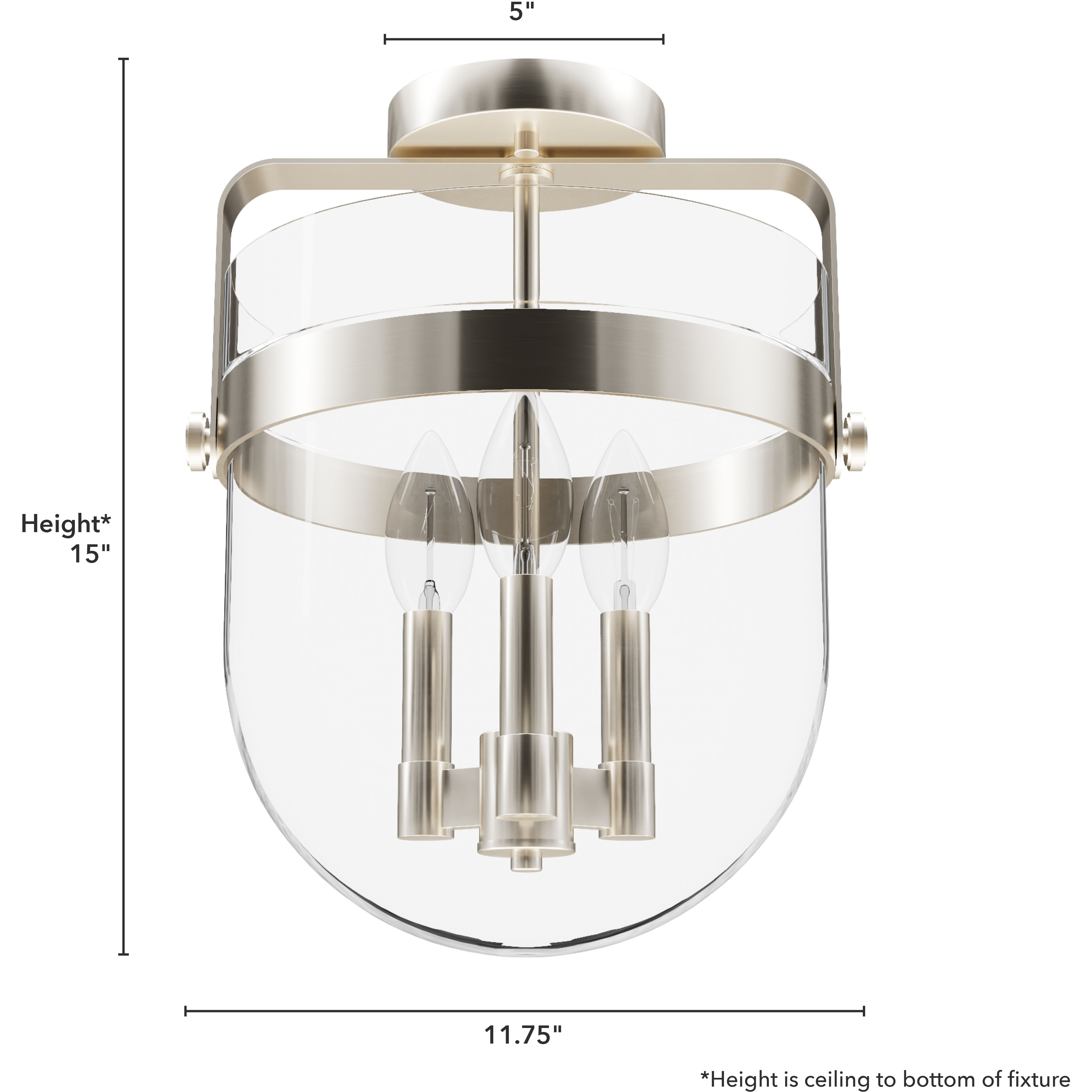 Karloff 3 Light 11.75 inch Alturas Gold Semi-Flush Mount Ceiling Light