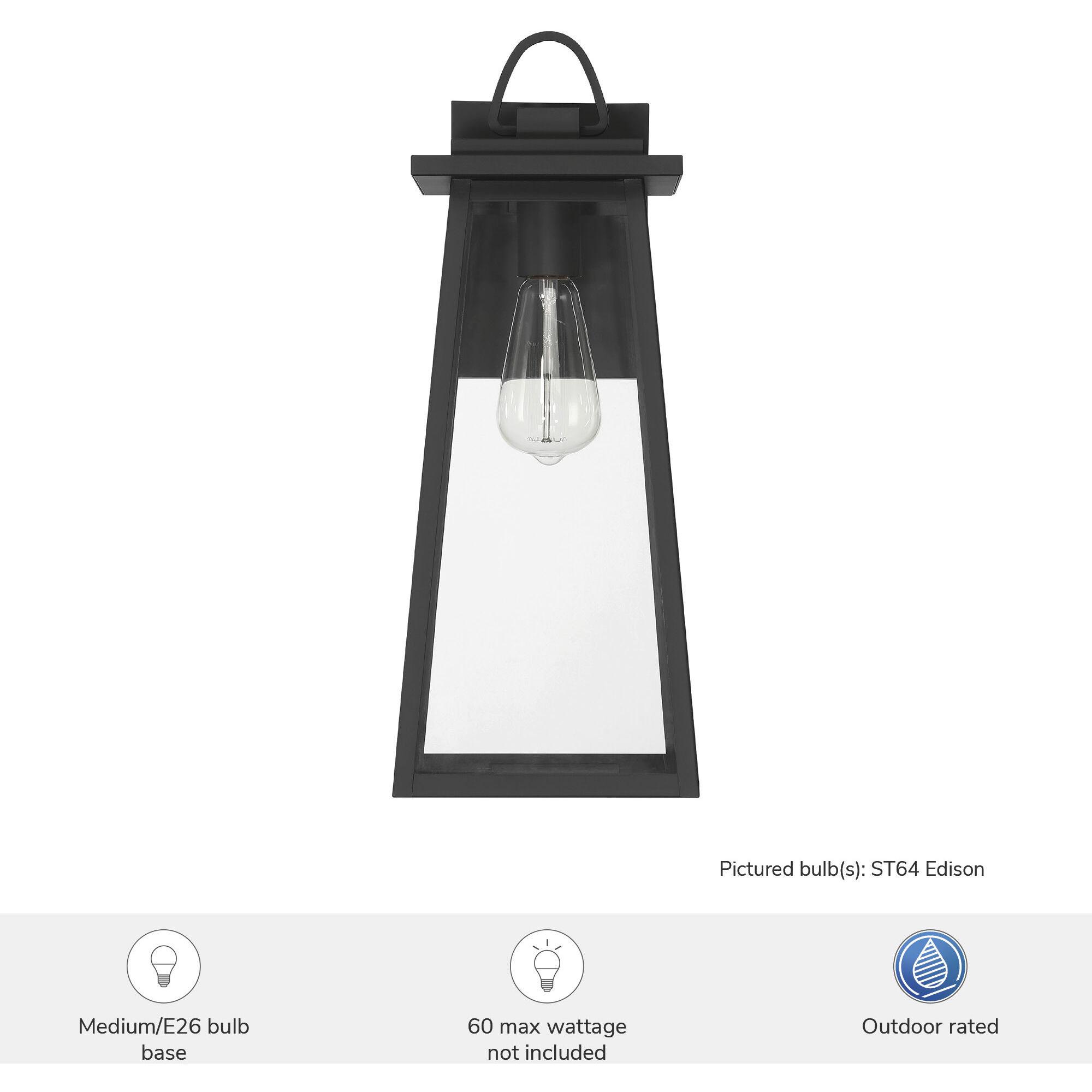 Ivory Dusk 1 Light 18 inch Matte Black Outdoor Wall Light, Large