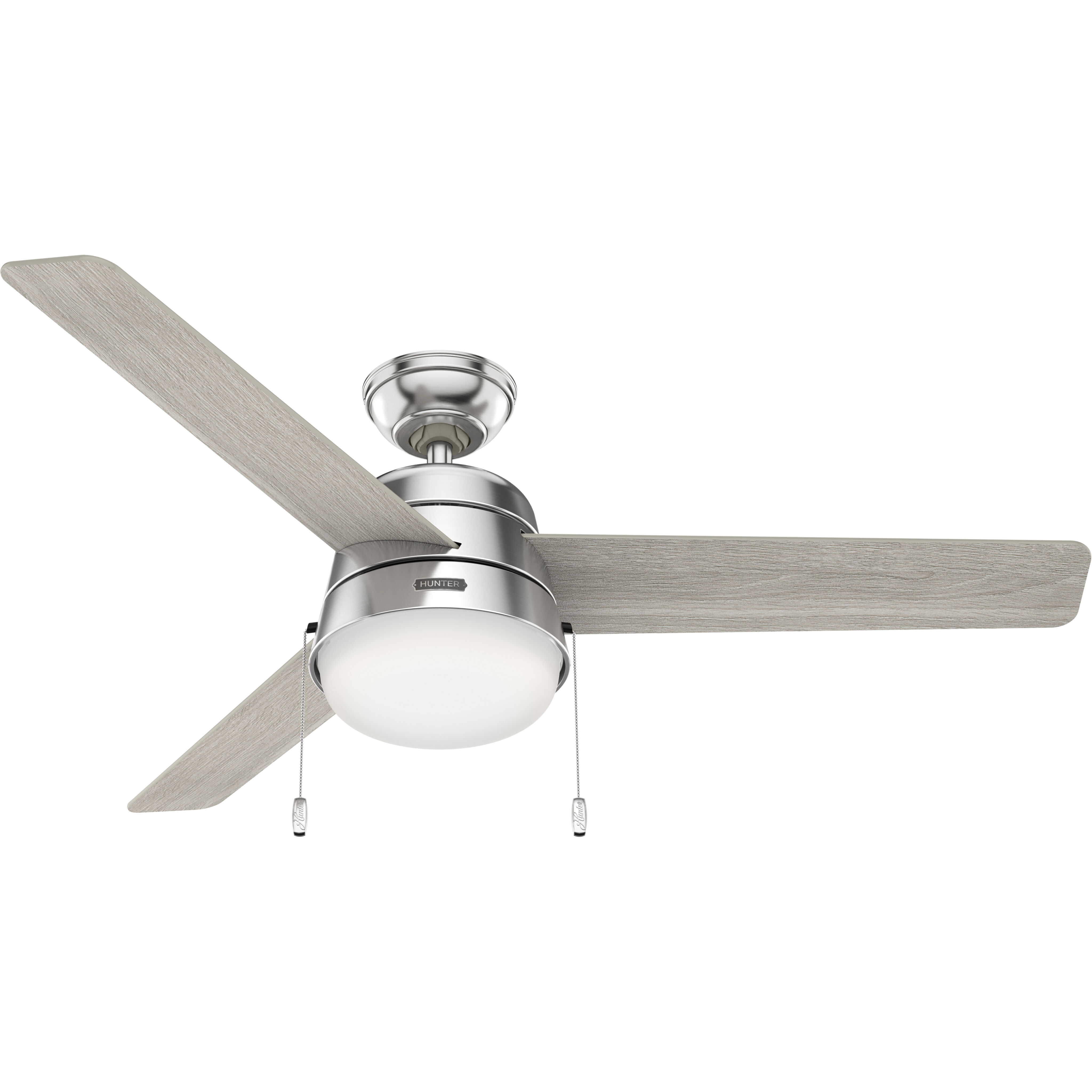 Aker 52 inch Brushed Nickel with Matte Nickel/Light Grey Oak Blades Ceiling Fan