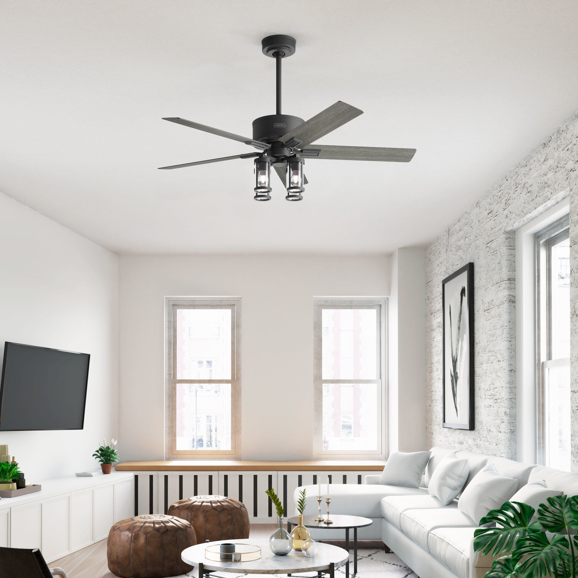 Astwood II 52 inch Matte Black with Dark Gray Oak and Matte Black Blades Ceiling Fan