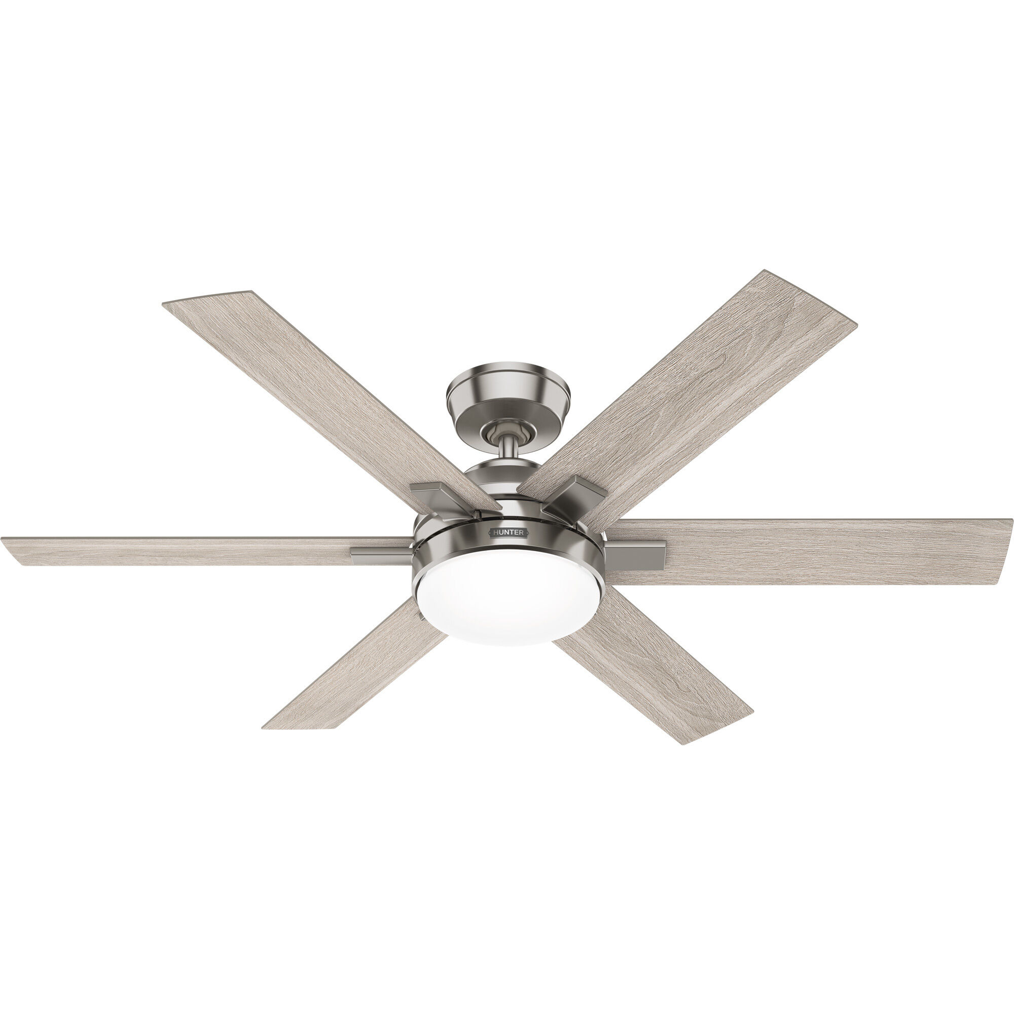 Georgetown 52 inch Brushed Nickel with Light Gray Oak Blades Ceiling Fan