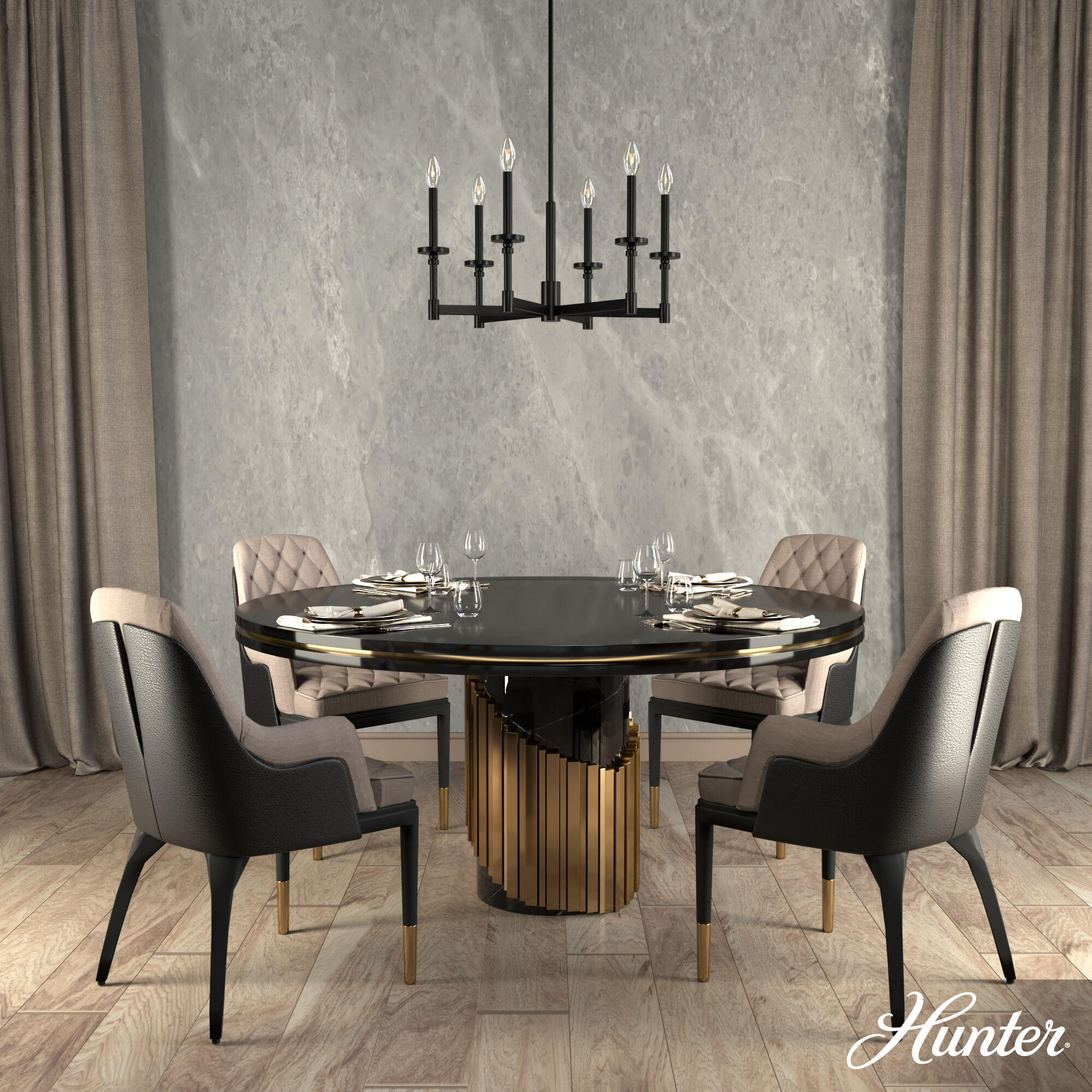 Briargrove 6 Light 27 inch Matte Black Single Tier Chandelier Ceiling Light