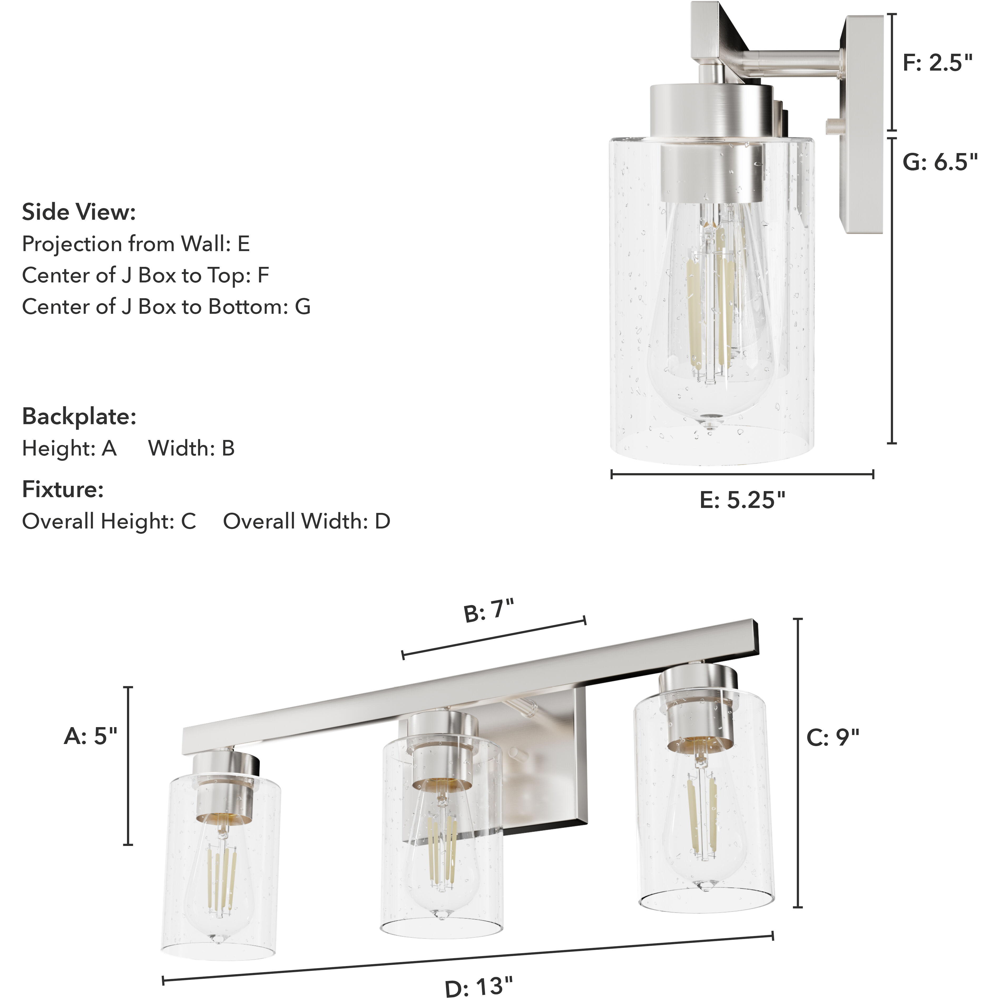 Hartland 3 Light 22 inch Brushed Nickel Vanity Light Wall Light, Medium