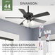 Swanson 44 inch Matte Black with Matte Black/Light Gray Oak Blades Ceiling Fan