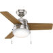 Aker 36 inch Brushed Nickel with American Walnut/Natural Wood Blades Ceiling Fan