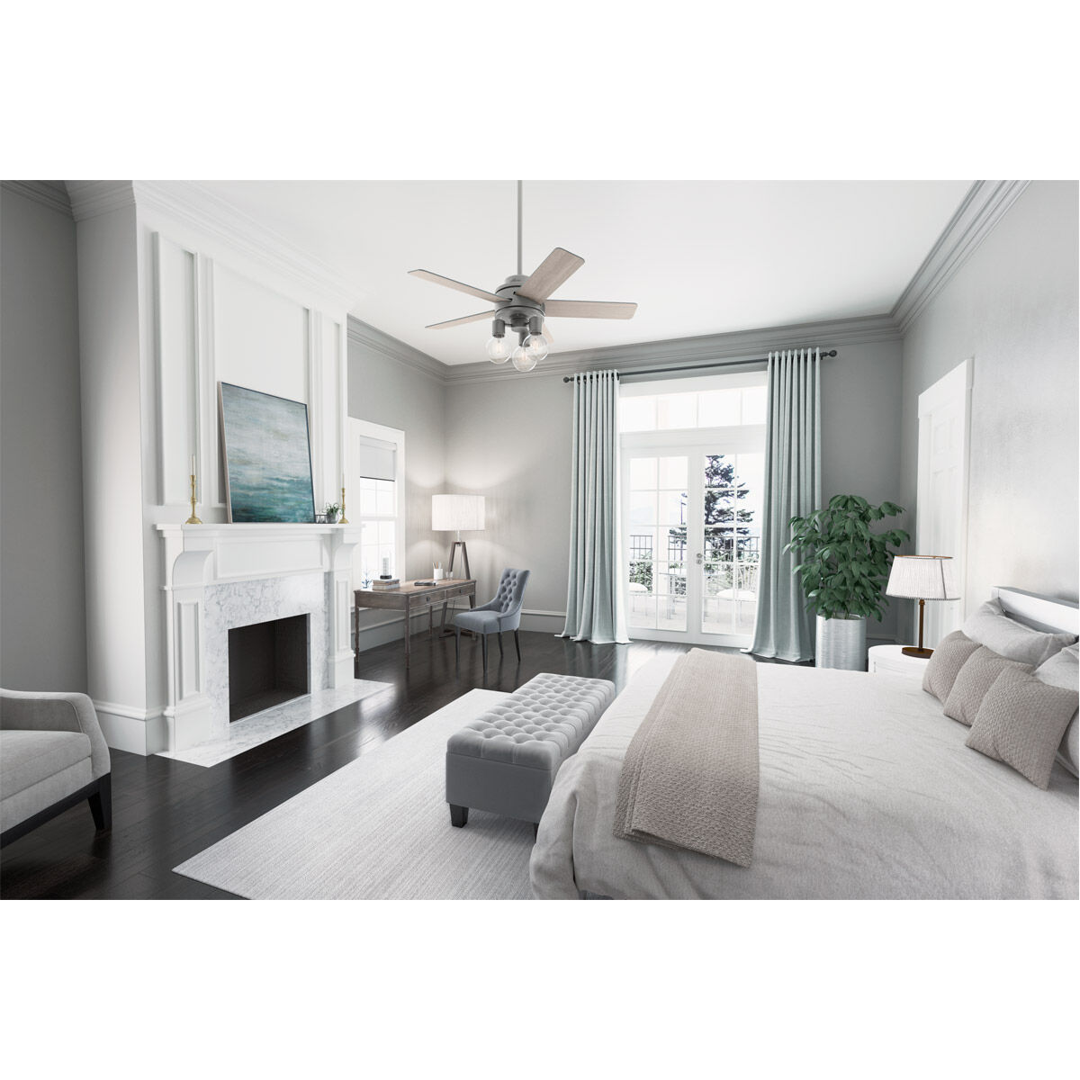 Hardwick 44 inch Matte Silver with Light Gray Oak Blades Ceiling Fan